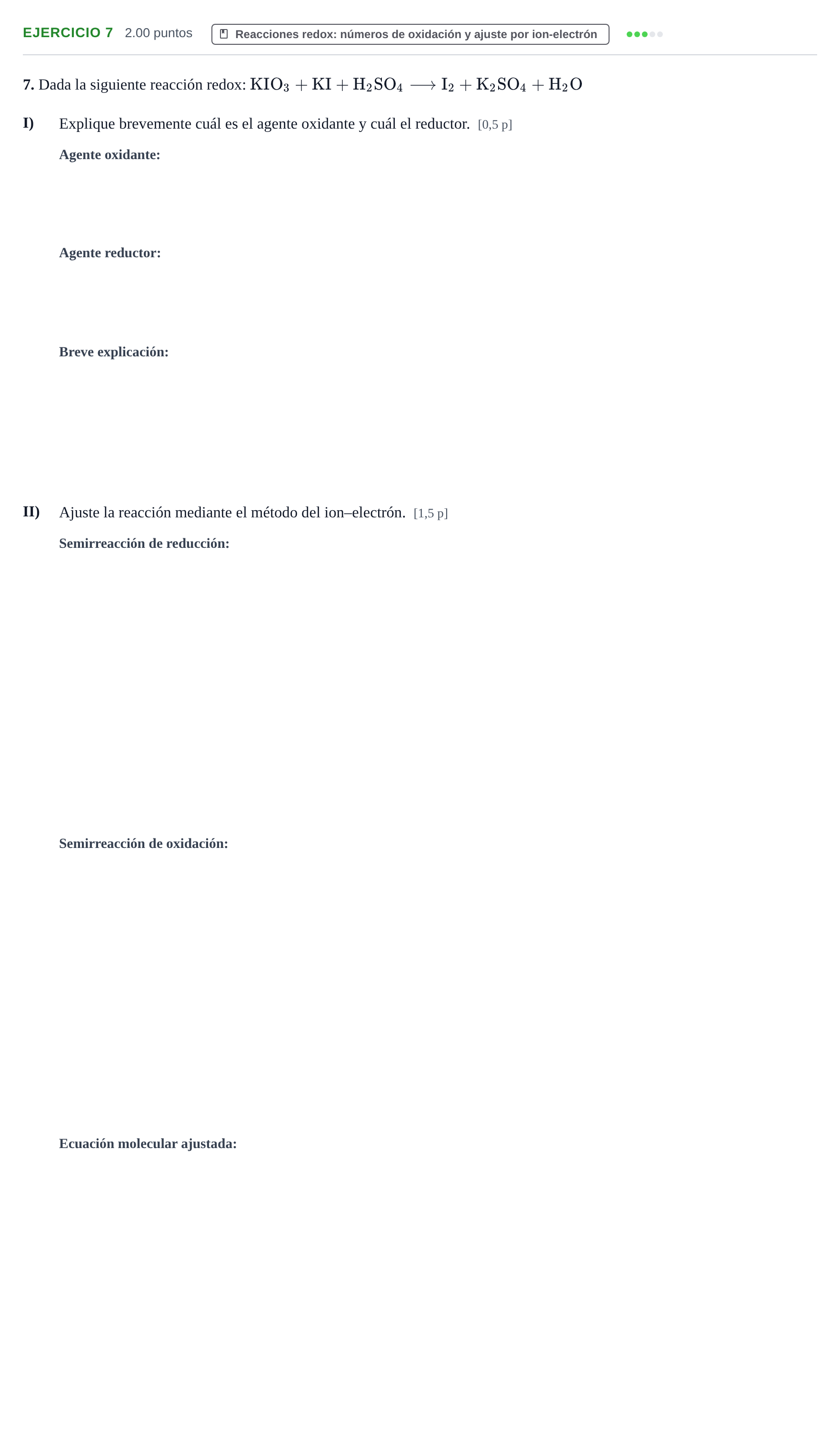 Enunciado: Problema 7 · Química PAU Murcia Extraordinaria 2022