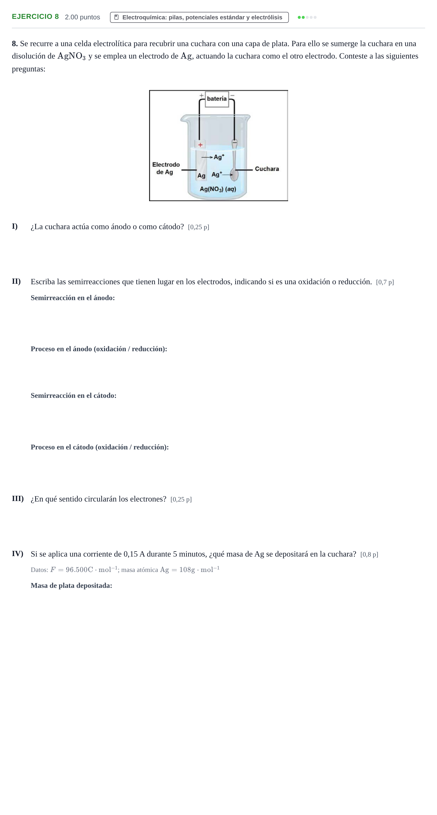Enunciado: Problema 8 · Química PAU Murcia Extraordinaria 2022