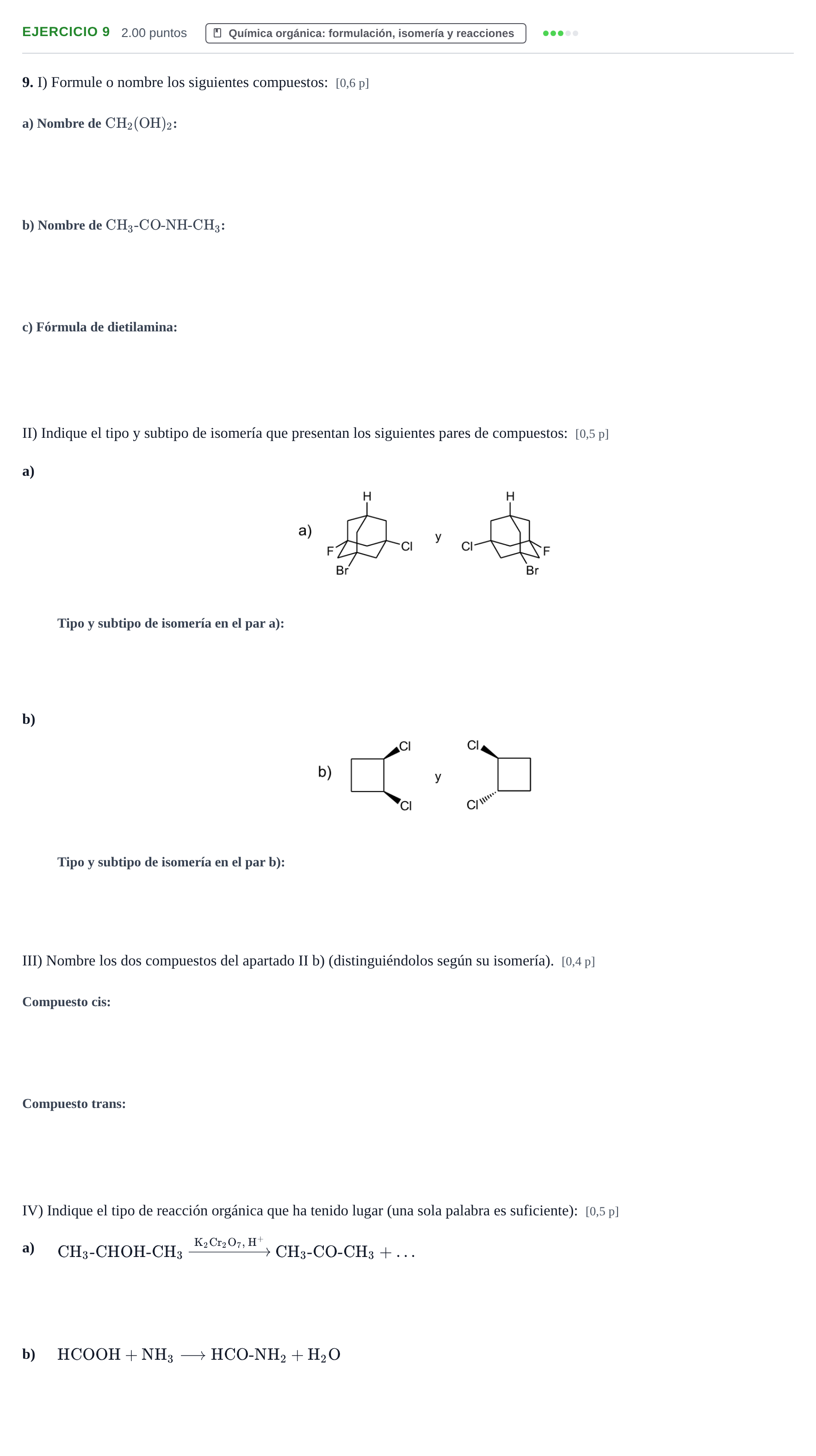 Enunciado: Problema 9 · Química PAU Murcia Extraordinaria 2022