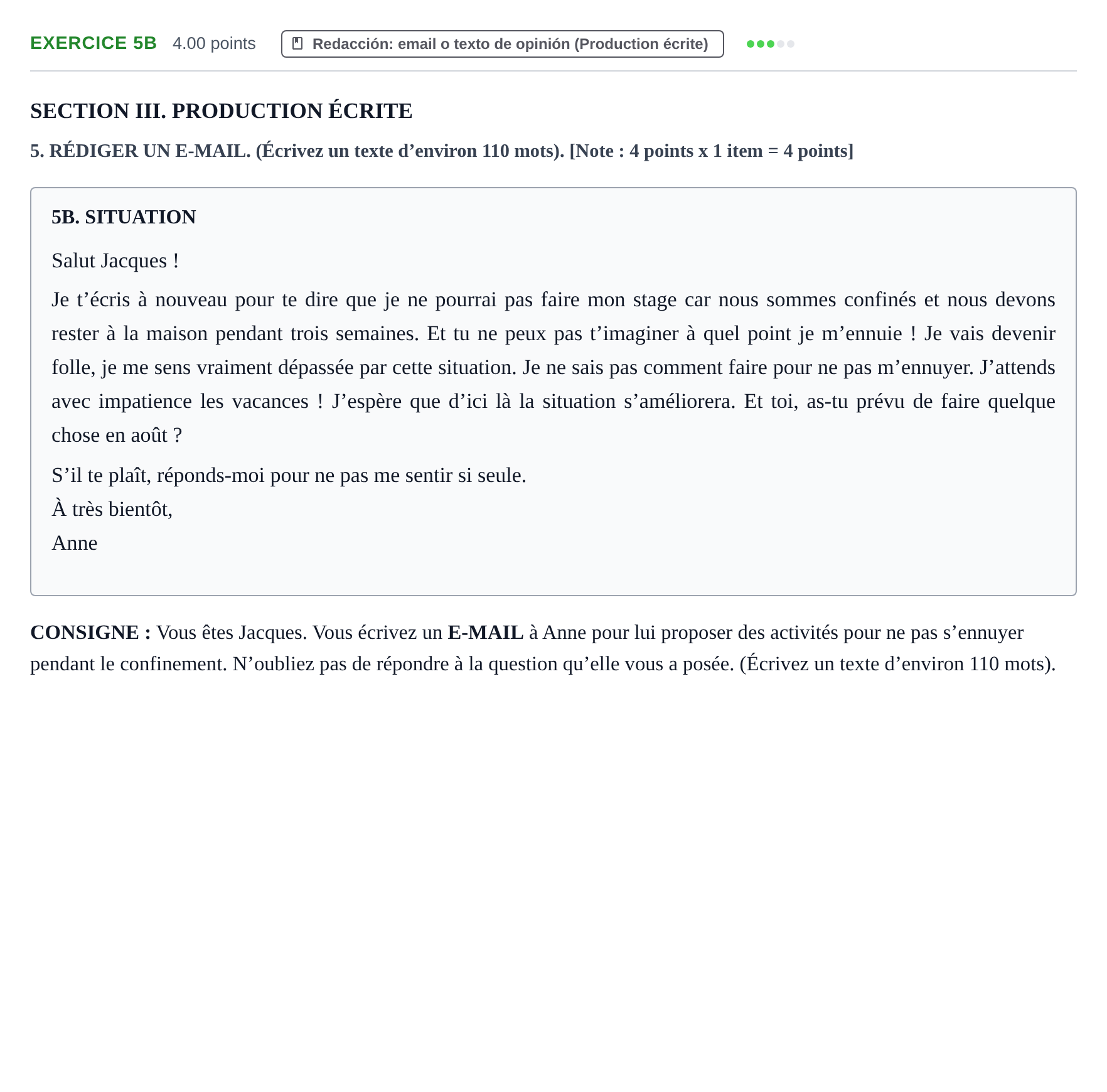 Enunciado: Ejercicio 5B · Francés PAU Murcia Ordinaria 2021