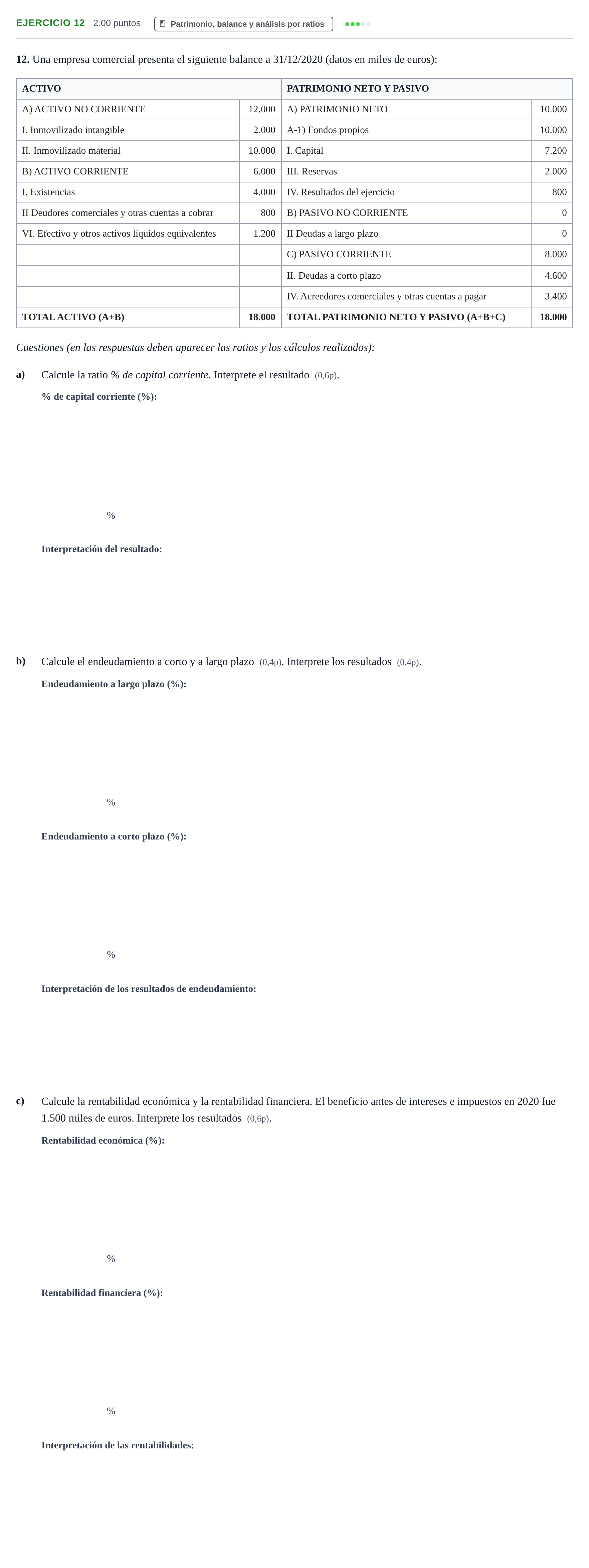 Enunciado: Problema 12 · Empresa y Diseño de Modelos de Negocio PAU Murcia Ordinaria 2021