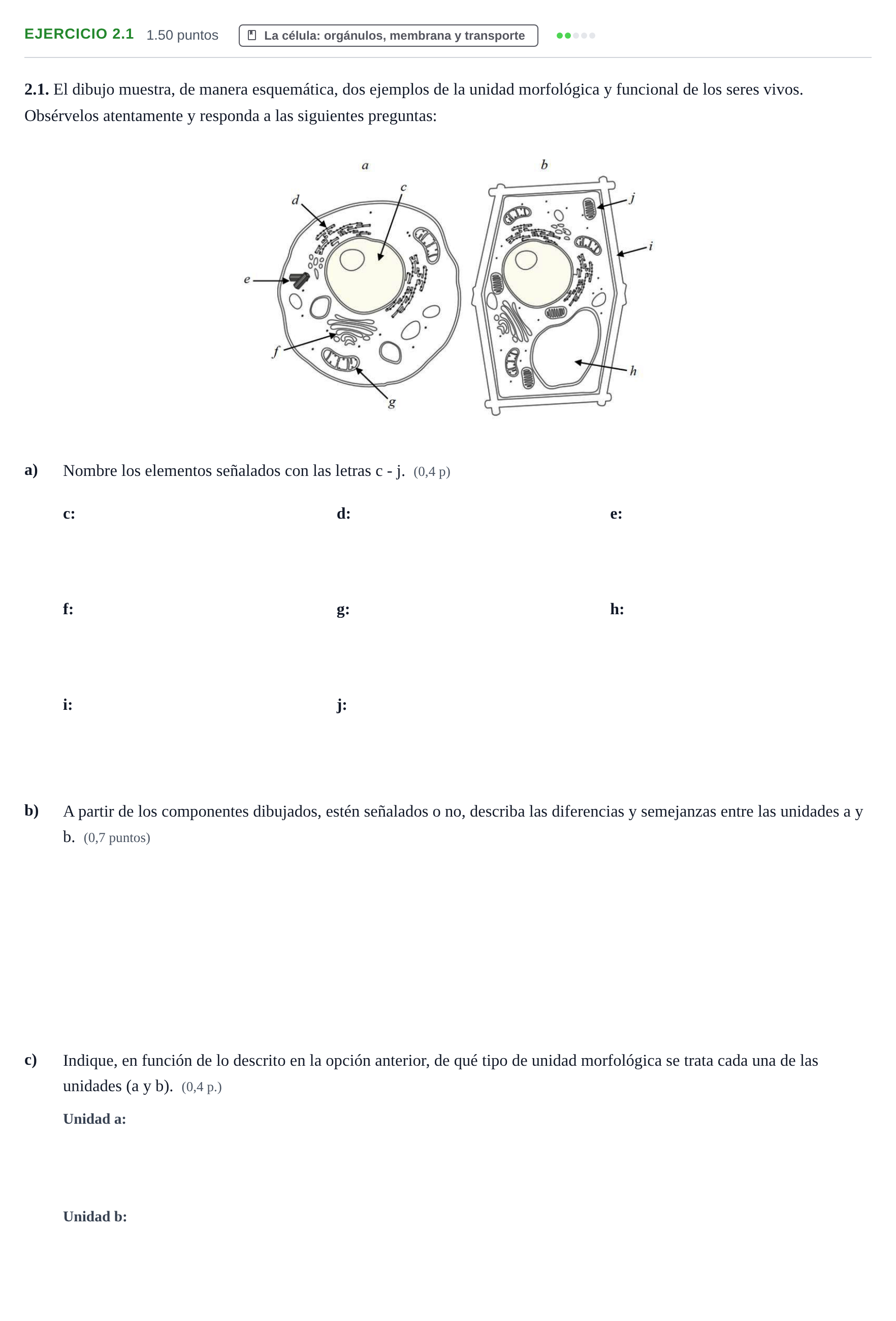Enunciado: Ejercicio 2.1 · Biología PAU Murcia Ordinaria 2021