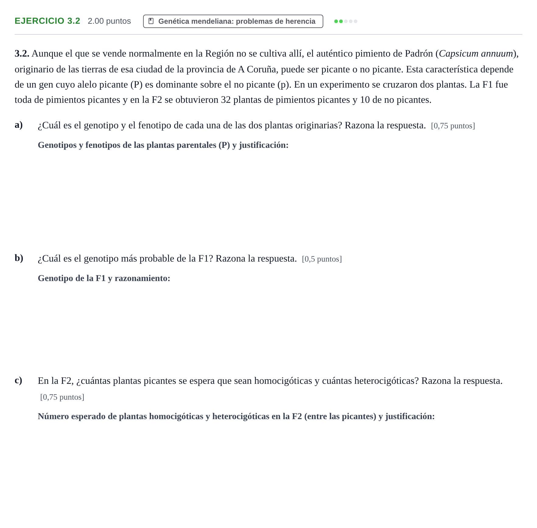 Enunciado: Ejercicio 3.2 · Biología PAU Murcia Ordinaria 2021