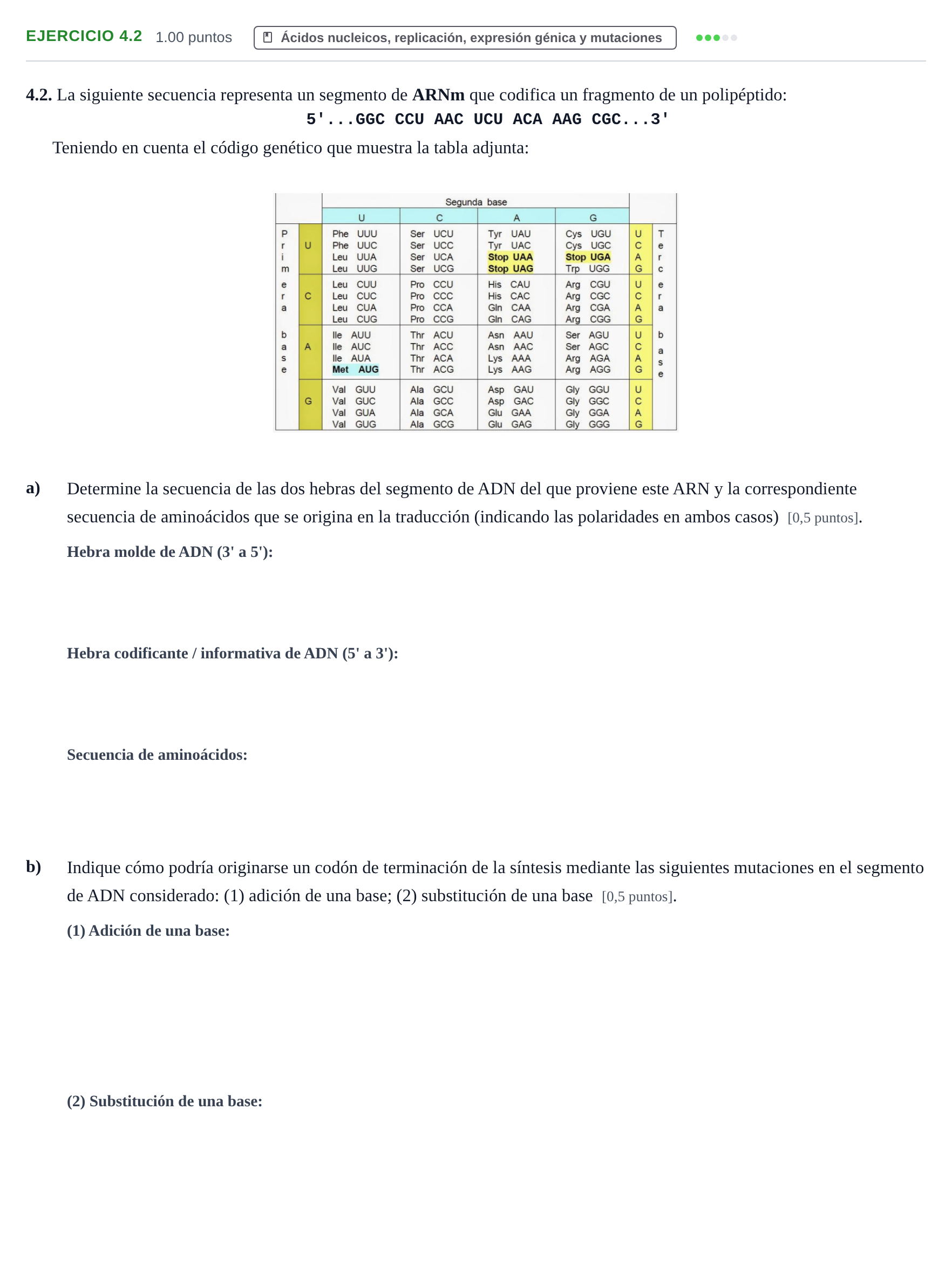 Enunciado: Ejercicio 4.2 · Biología PAU Murcia Ordinaria 2021