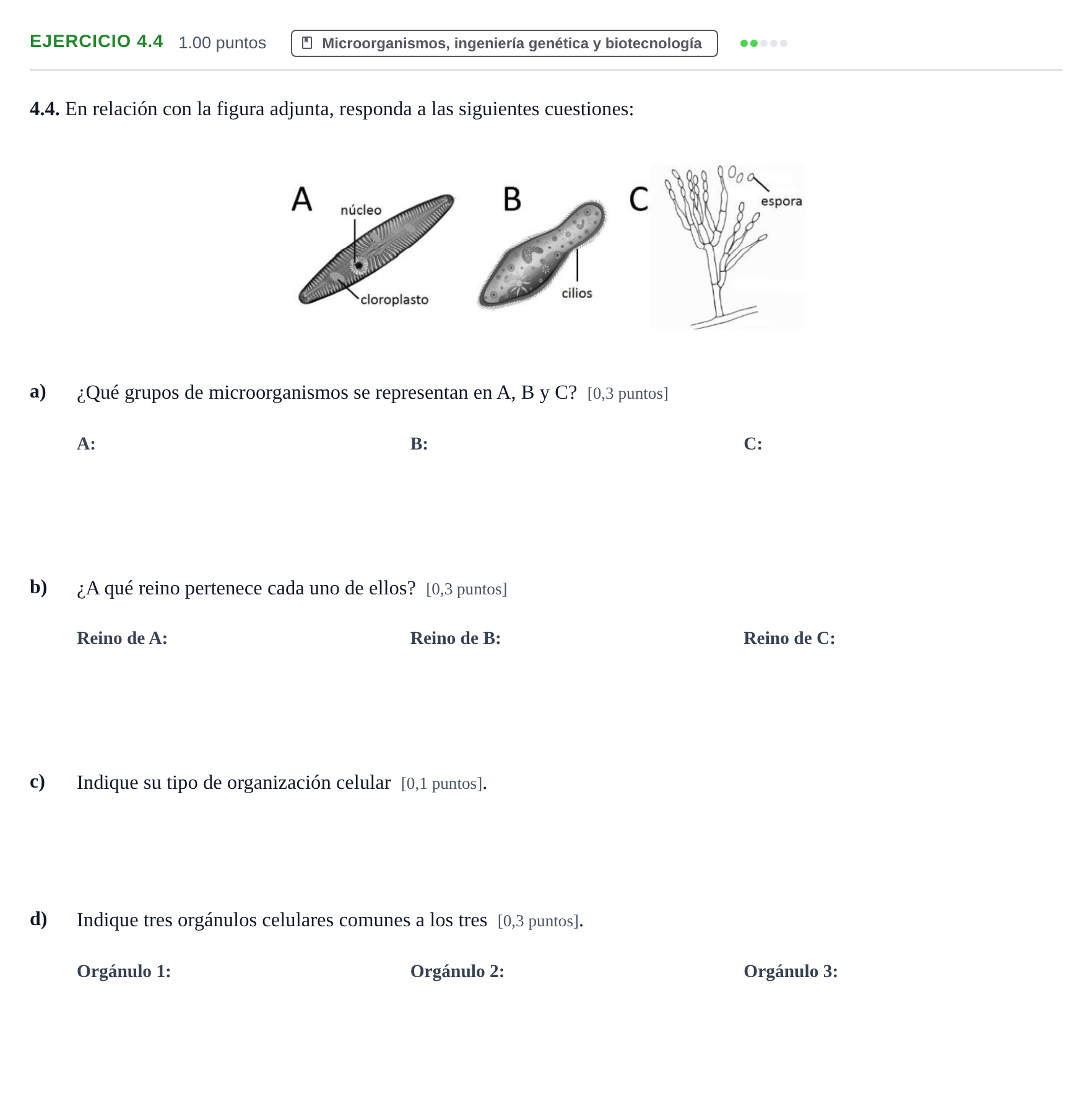 Enunciado: Ejercicio 4.4 · Biología PAU Murcia Ordinaria 2021