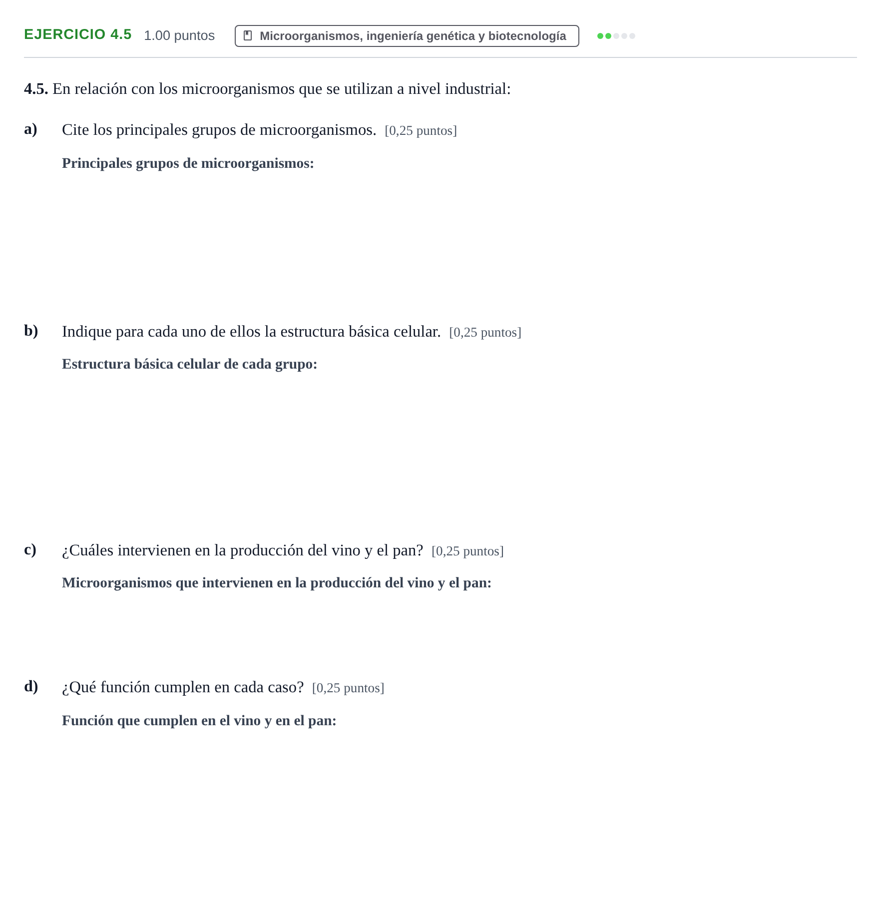 Enunciado: Ejercicio 4.5 · Biología PAU Murcia Ordinaria 2021