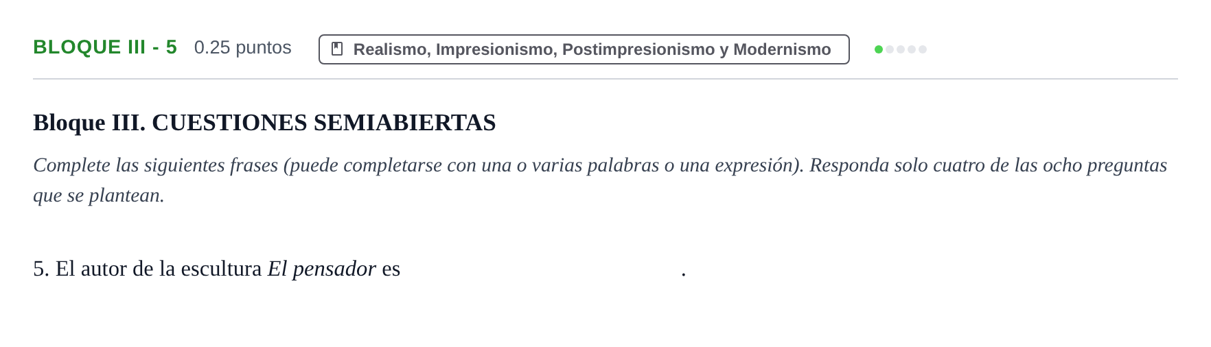 Enunciado: Bloque III - 5 · Fundamentos Artísticos PAU Murcia Ordinaria 2021