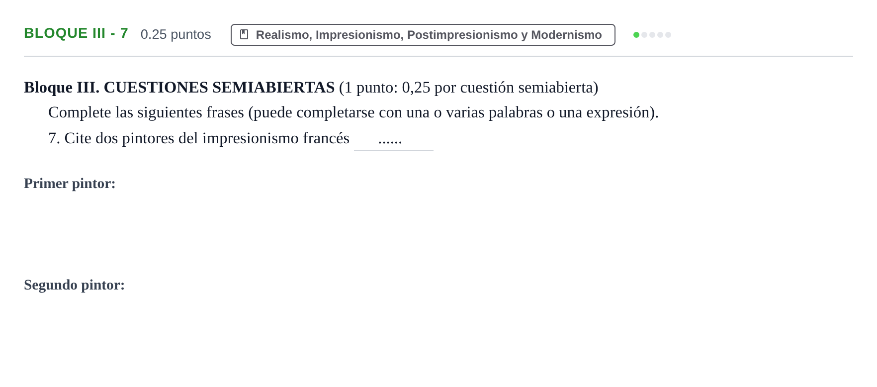 Enunciado: Bloque III - 7 · Fundamentos Artísticos PAU Murcia Ordinaria 2021