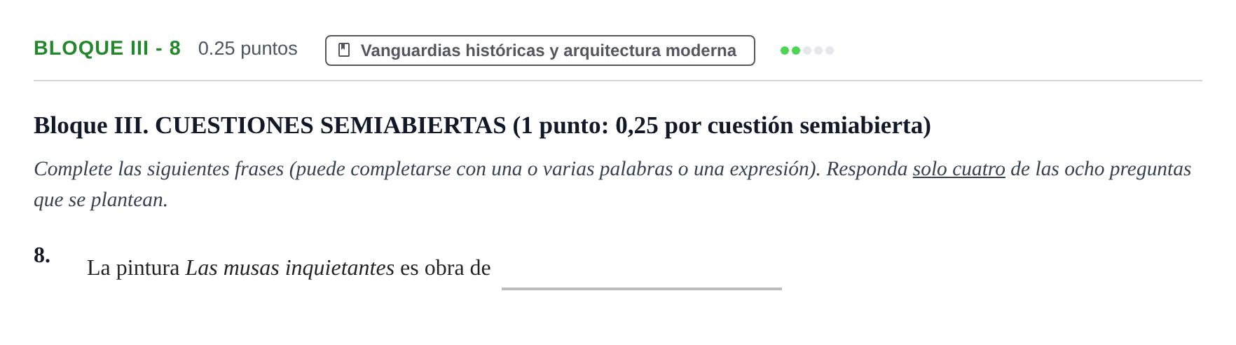 Enunciado: Bloque III - 8 · Fundamentos Artísticos PAU Murcia Ordinaria 2021