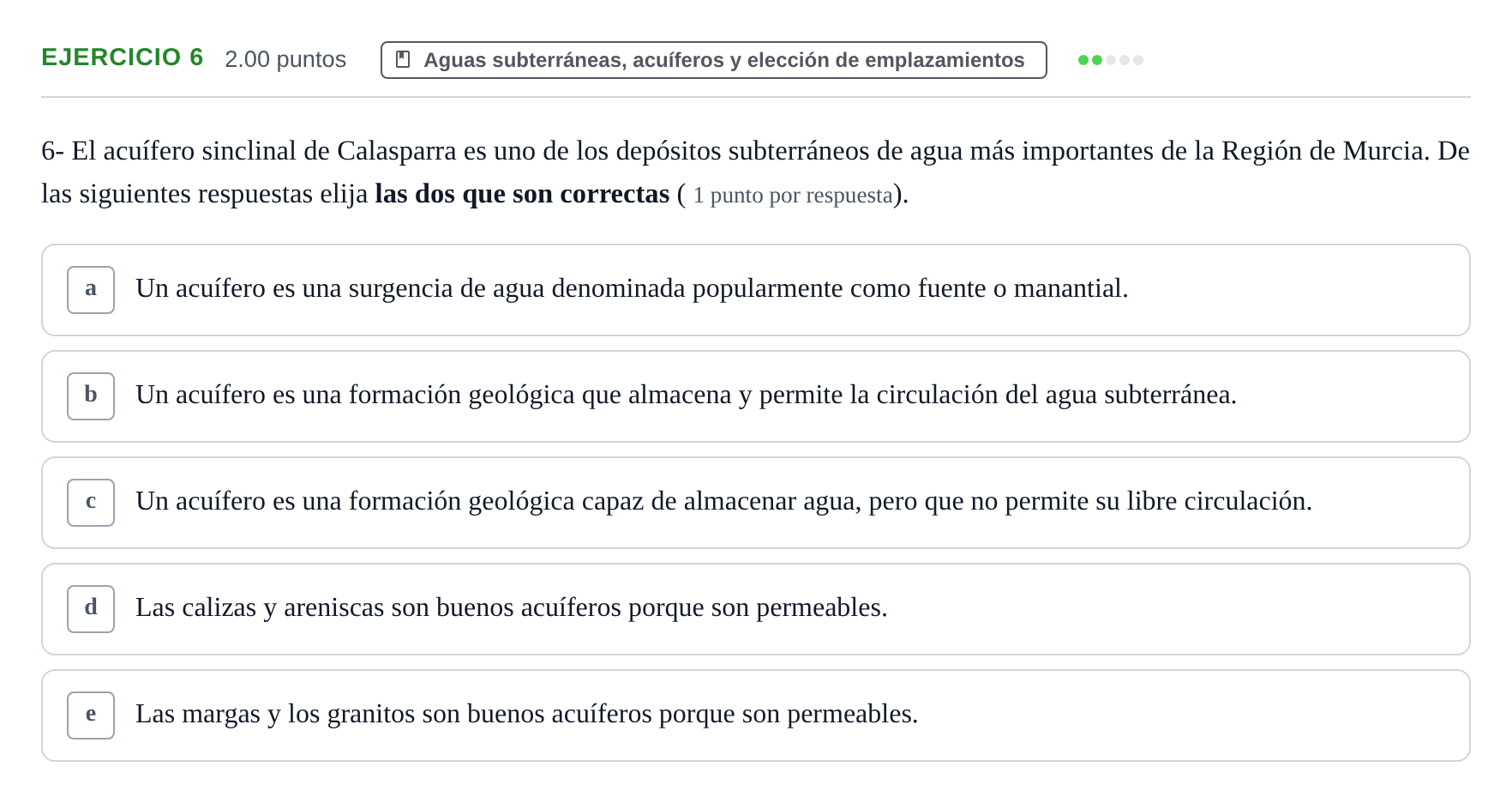 Enunciado: Problema 6 · Geología y Ciencias Ambientales PAU Murcia Ordinaria 2021