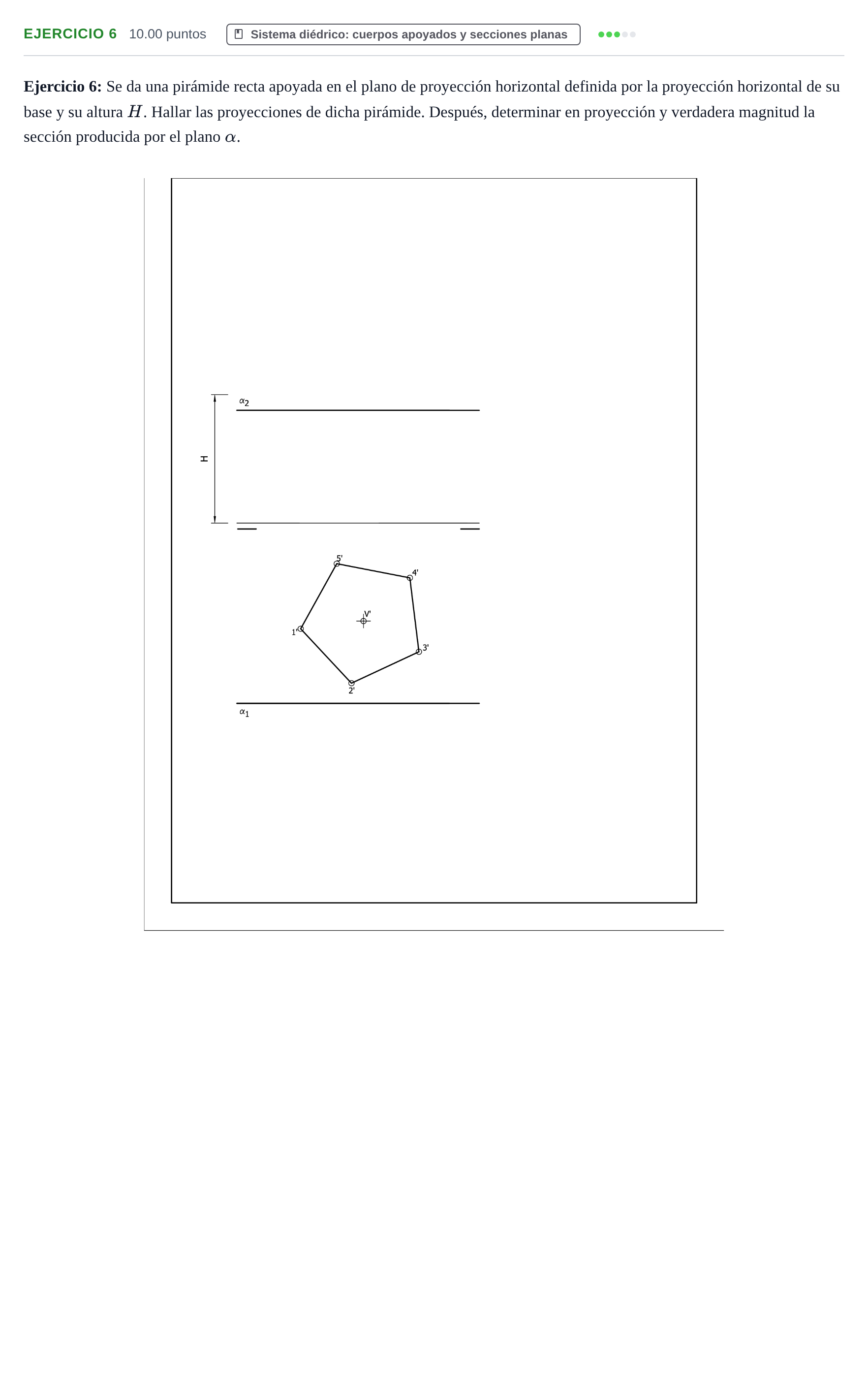 Enunciado: Ejercicio 6 · Dibujo técnico II PAU Murcia Ordinaria 2021