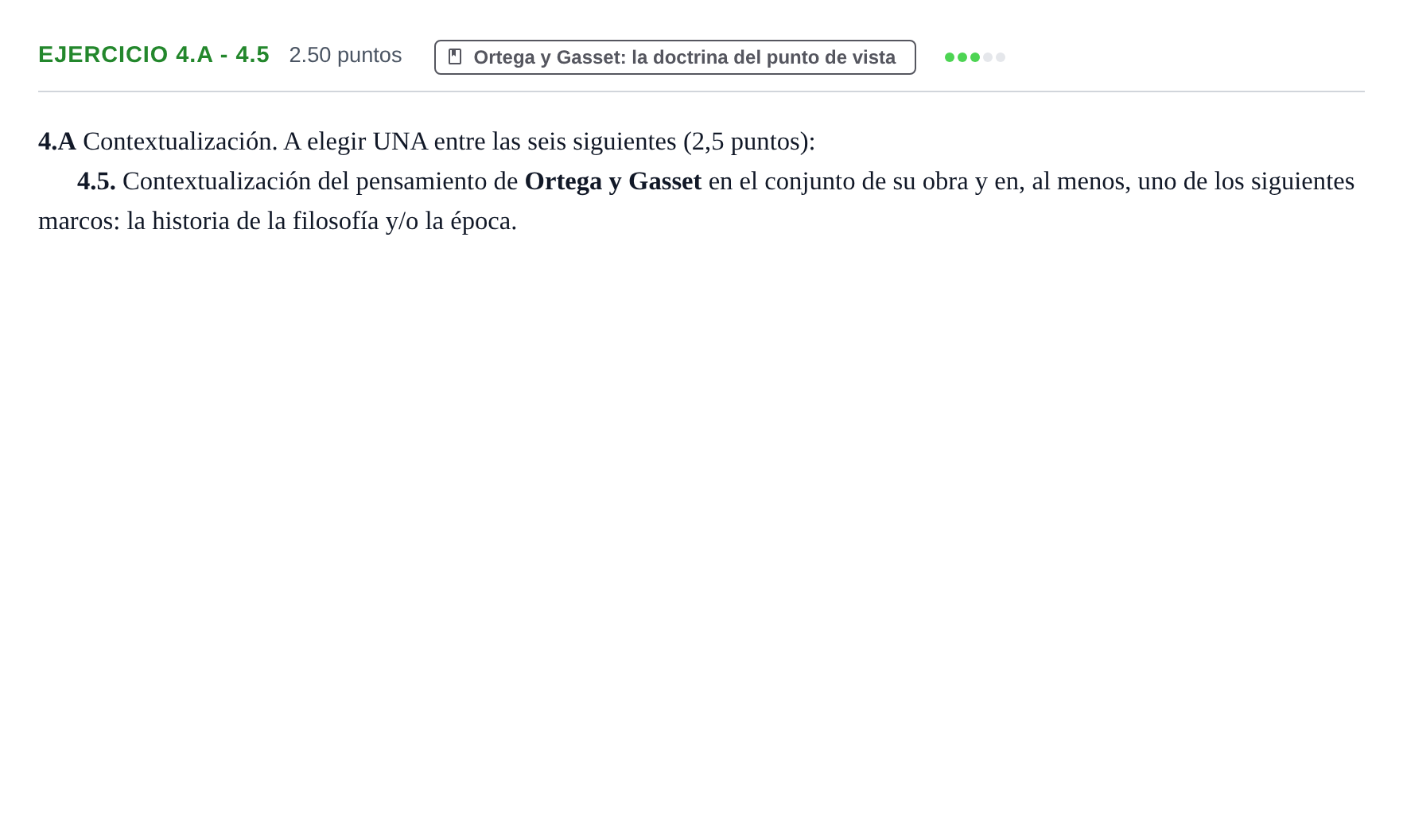 Enunciado: Ejercicio 4.A - 4.5 · Historia de la Filosofía PAU Murcia Ordinaria 2021
