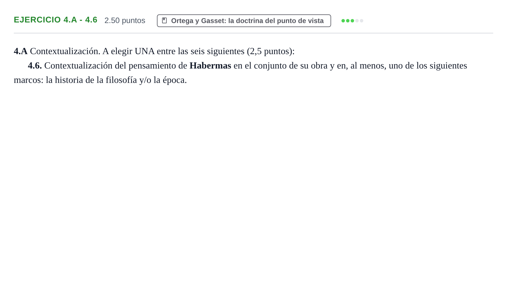 Enunciado: Ejercicio 4.A - 4.6 · Historia de la Filosofía PAU Murcia Ordinaria 2021