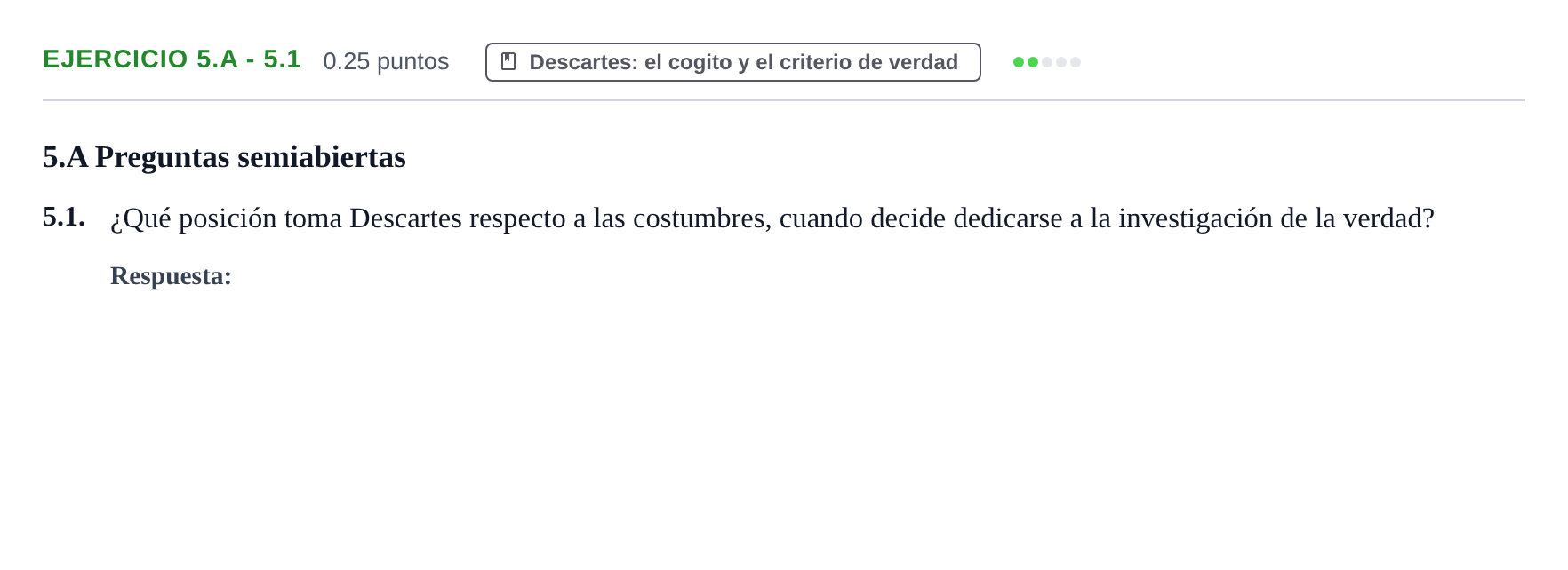 Enunciado: Ejercicio 5.A - 5.1 · Historia de la Filosofía PAU Murcia Ordinaria 2021