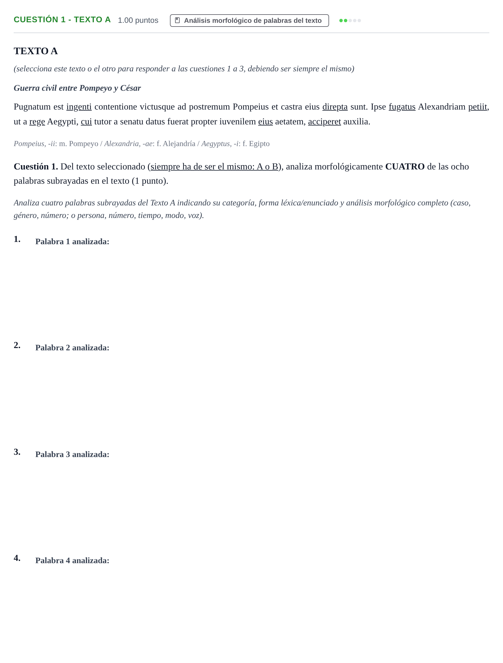 Enunciado: Cuestión 1 - Texto A · Latín II PAU Murcia Ordinaria 2021