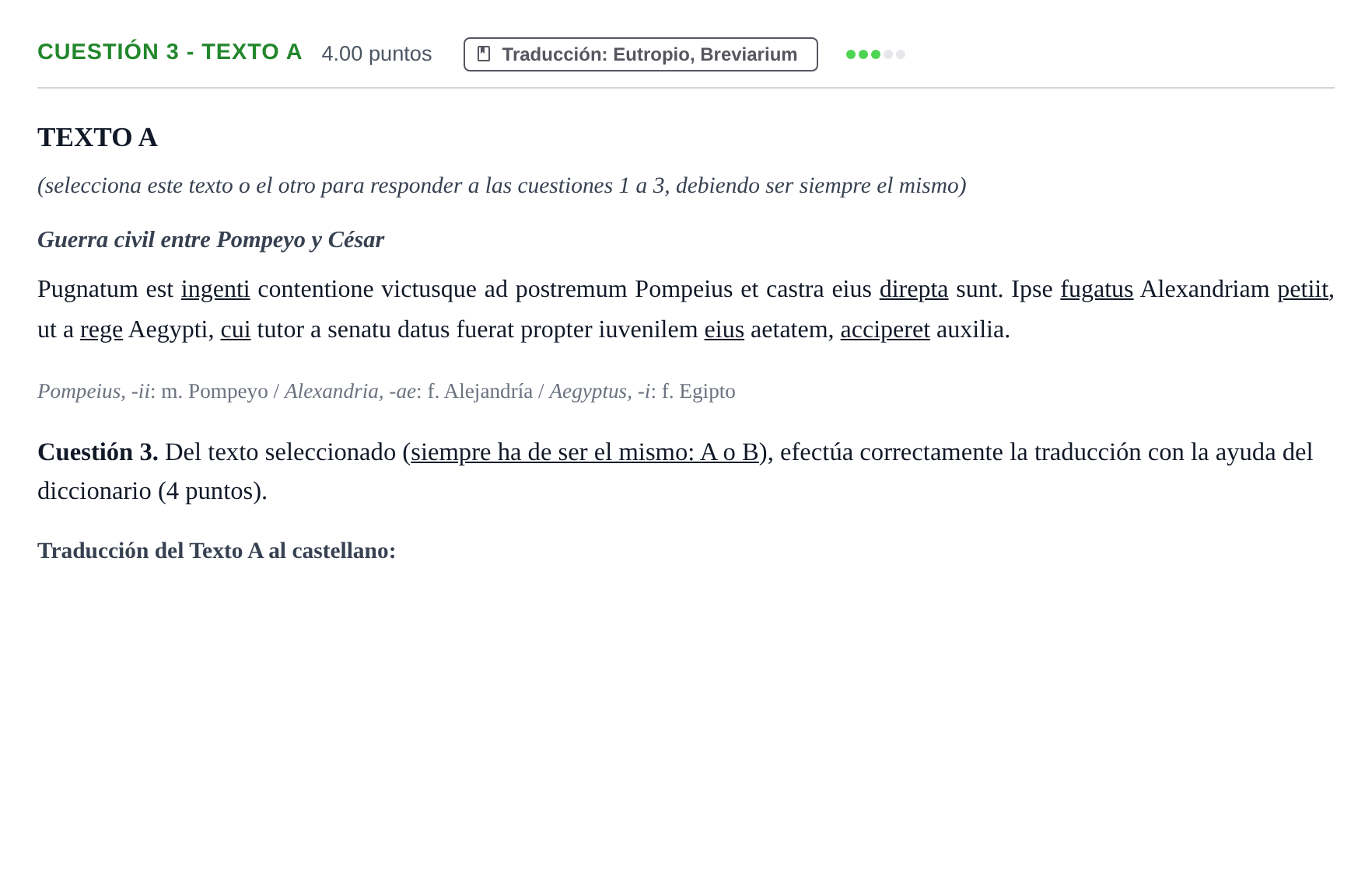 Enunciado: Cuestión 3 - Texto A · Latín II PAU Murcia Ordinaria 2021