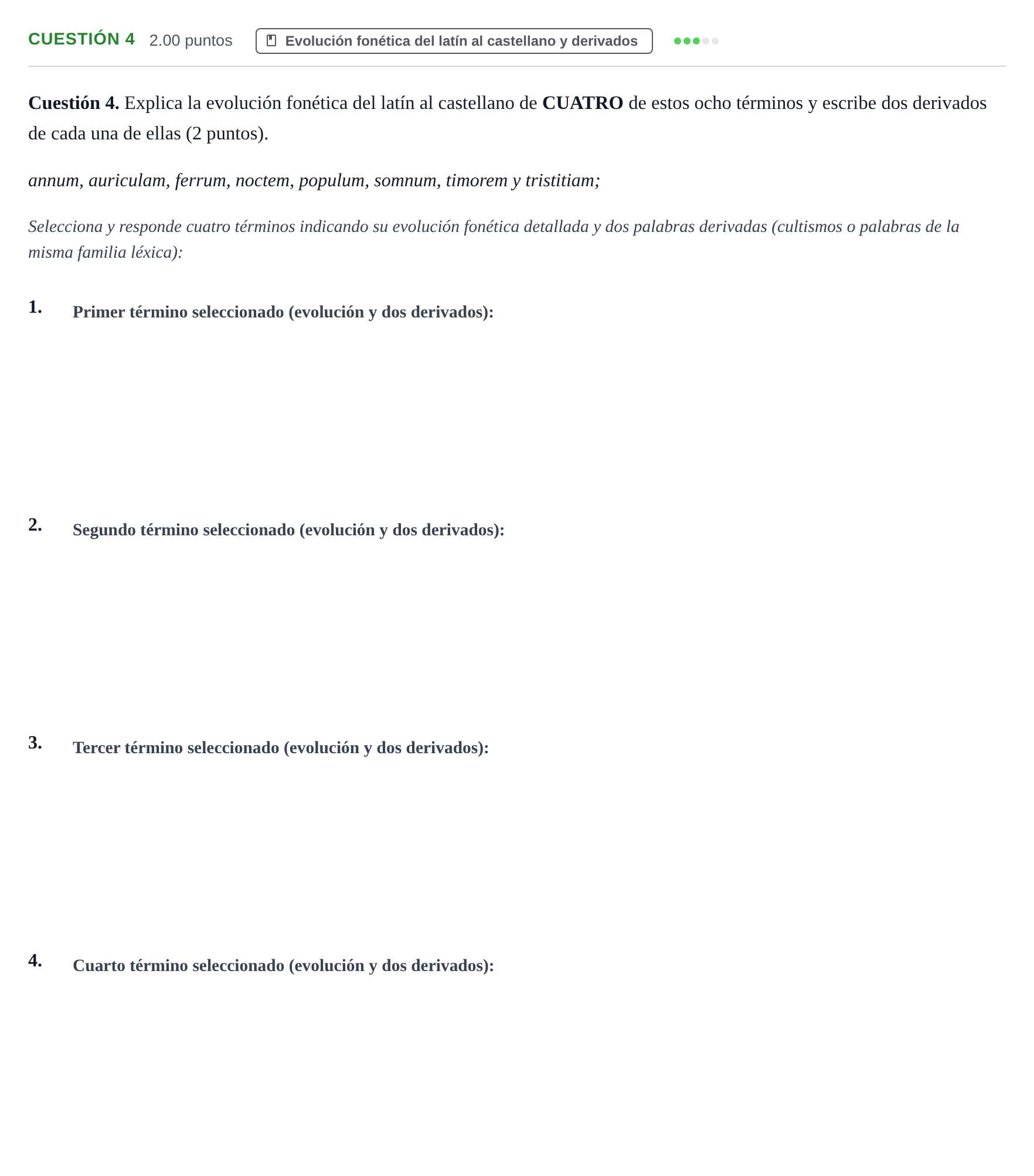 Enunciado: Cuestión 4 · Latín II PAU Murcia Ordinaria 2021