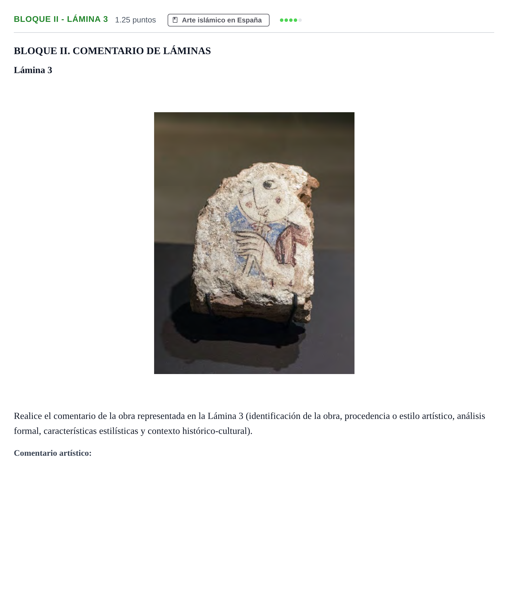 Enunciado: Bloque II - Lámina 3 · Historia del Arte PAU Murcia Ordinaria 2021
