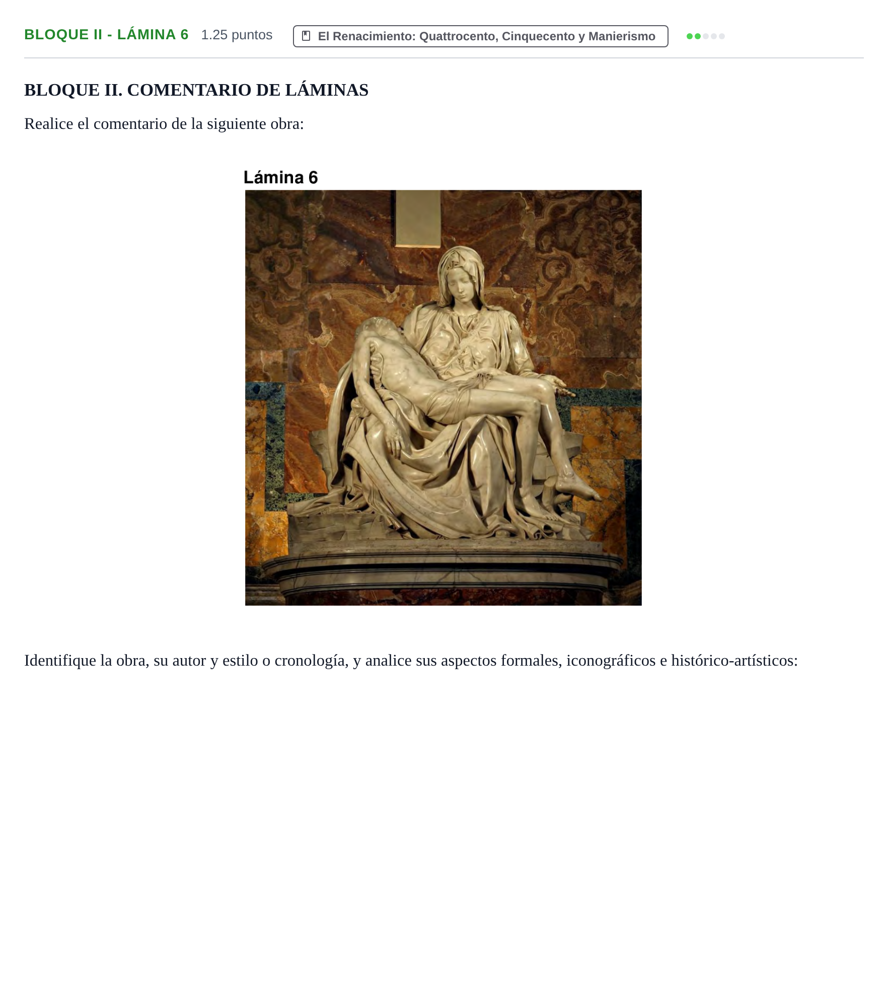 Enunciado: Bloque II - Lámina 6 · Historia del Arte PAU Murcia Ordinaria 2021