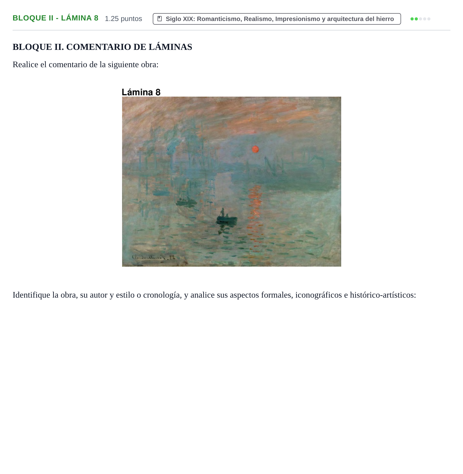 Enunciado: Bloque II - Lámina 8 · Historia del Arte PAU Murcia Ordinaria 2021