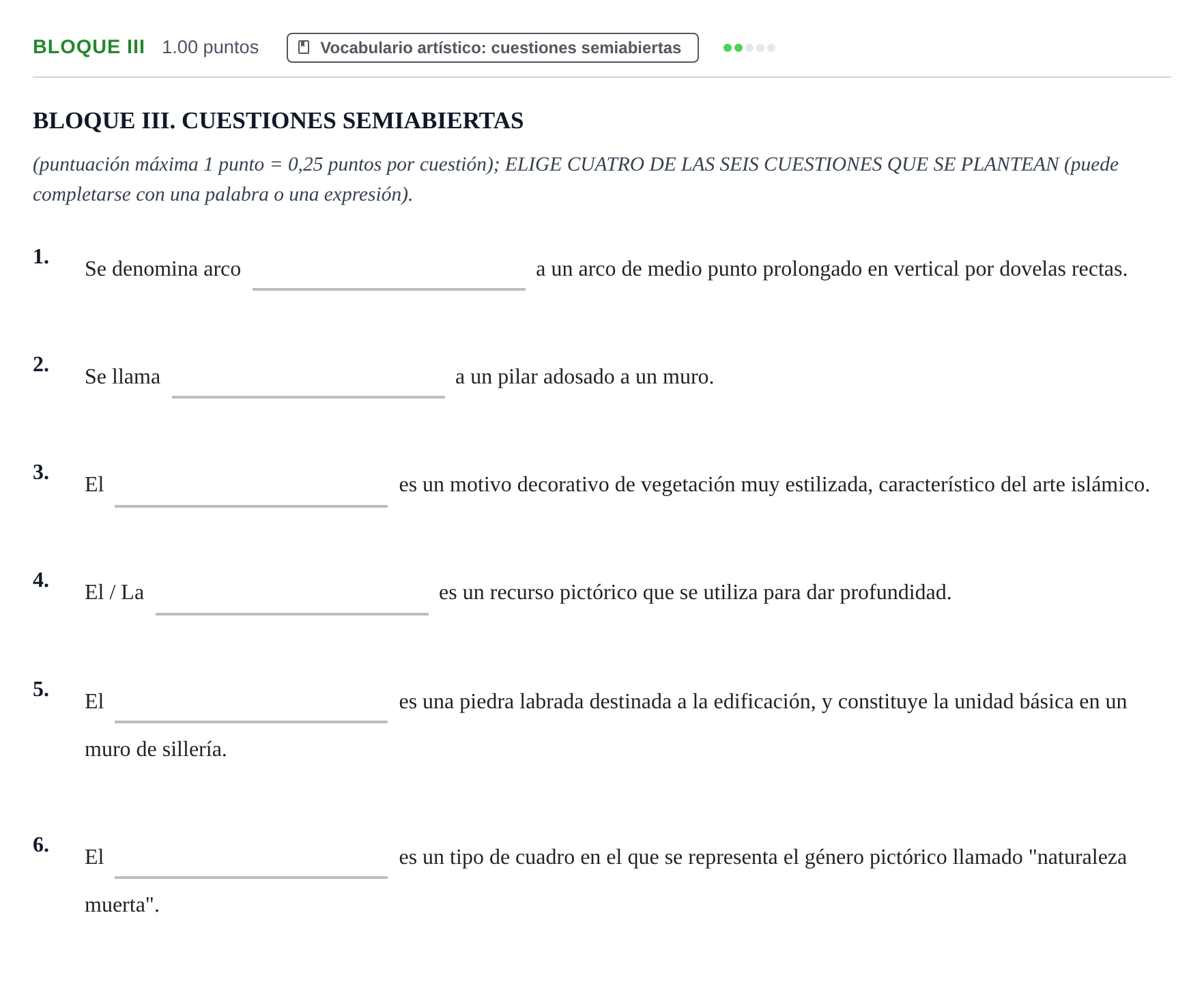 Enunciado: Bloque III · Historia del Arte PAU Murcia Ordinaria 2021