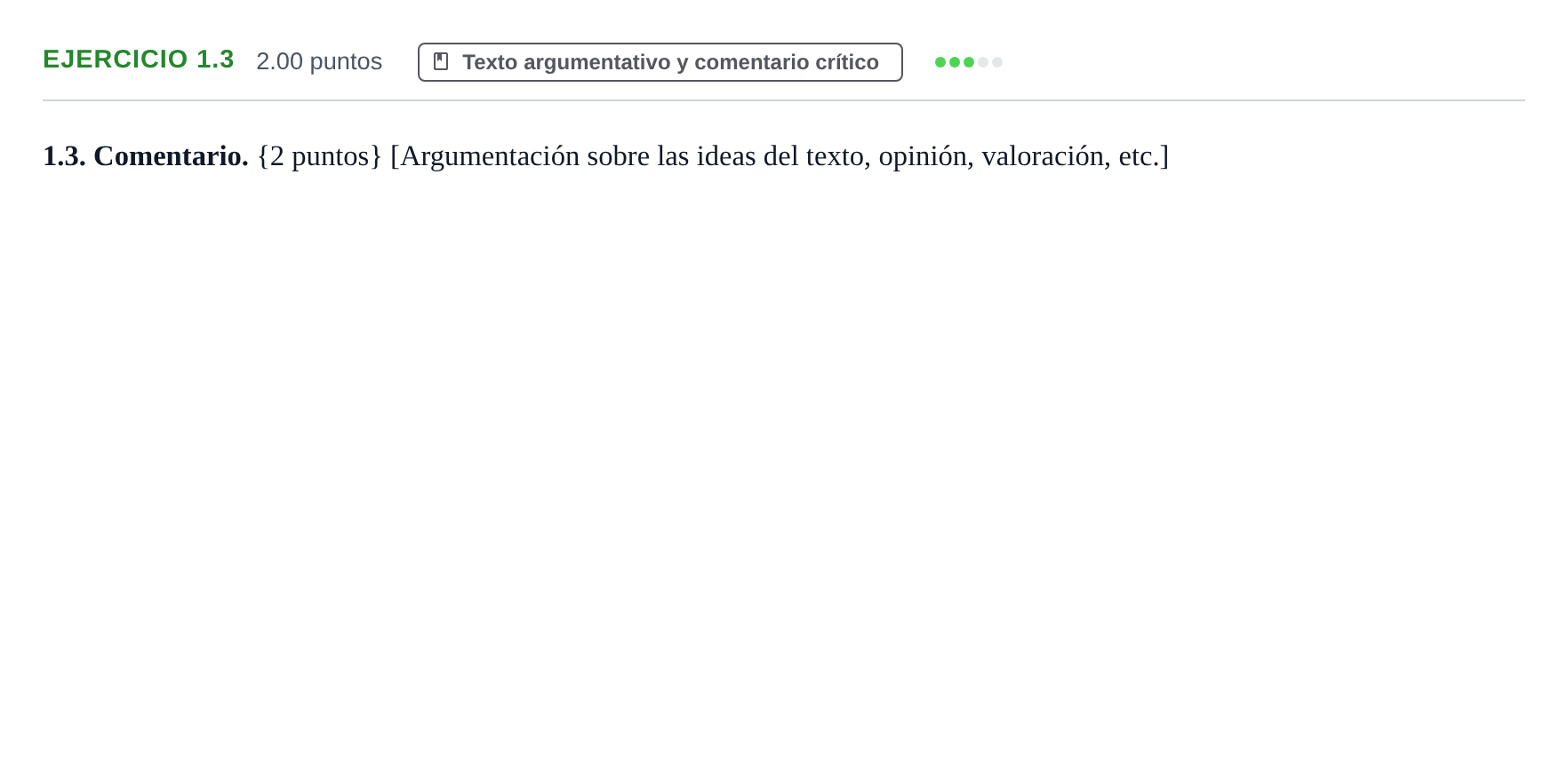 Enunciado: Ejercicio 1.3 · Lengua Castellana y Literatura II PAU Murcia Ordinaria 2021