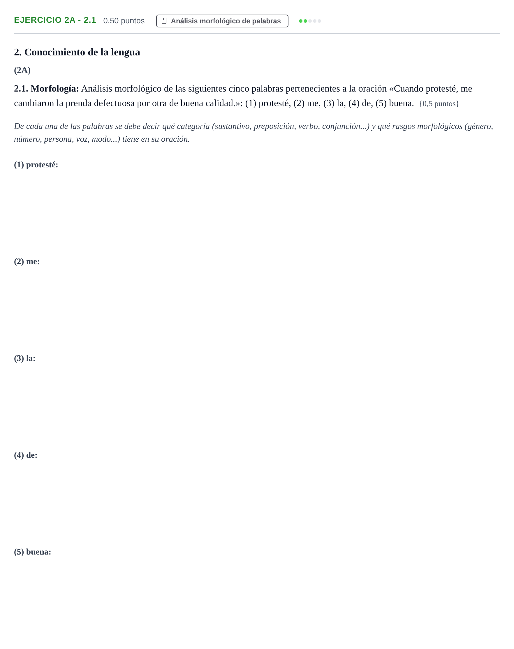 Enunciado: Ejercicio 2A - 2.1 · Lengua Castellana y Literatura II PAU Murcia Ordinaria 2021