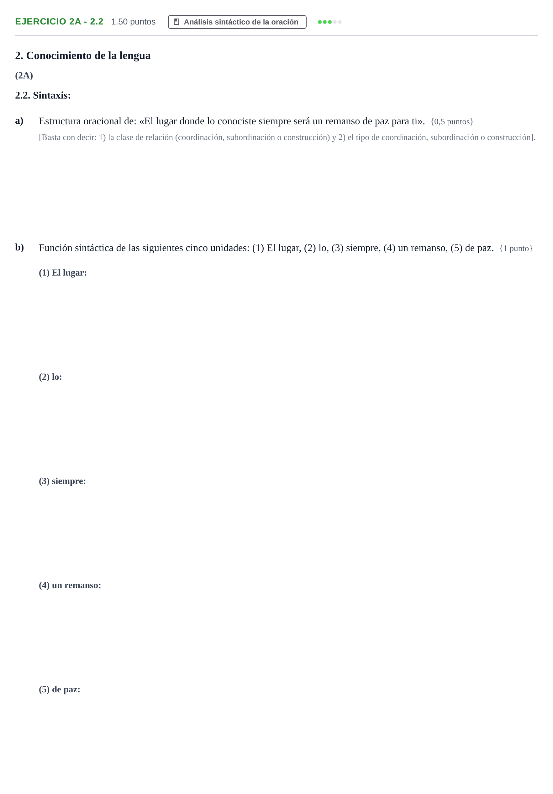 Enunciado: Ejercicio 2A - 2.2 · Lengua Castellana y Literatura II PAU Murcia Ordinaria 2021