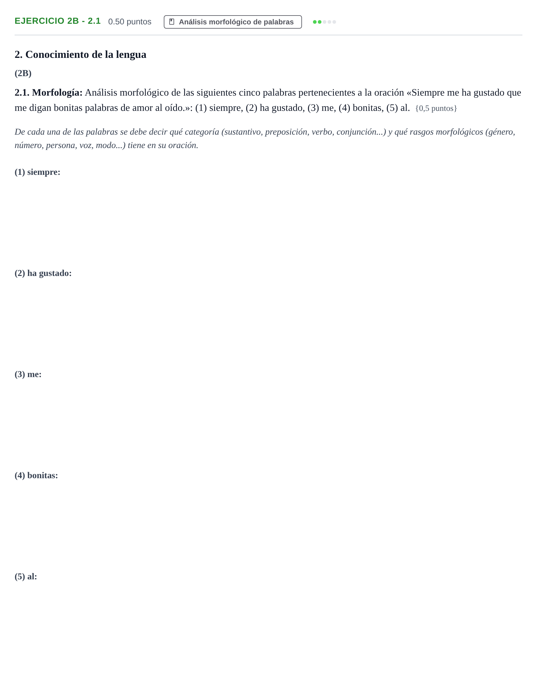Enunciado: Ejercicio 2B - 2.1 · Lengua Castellana y Literatura II PAU Murcia Ordinaria 2021
