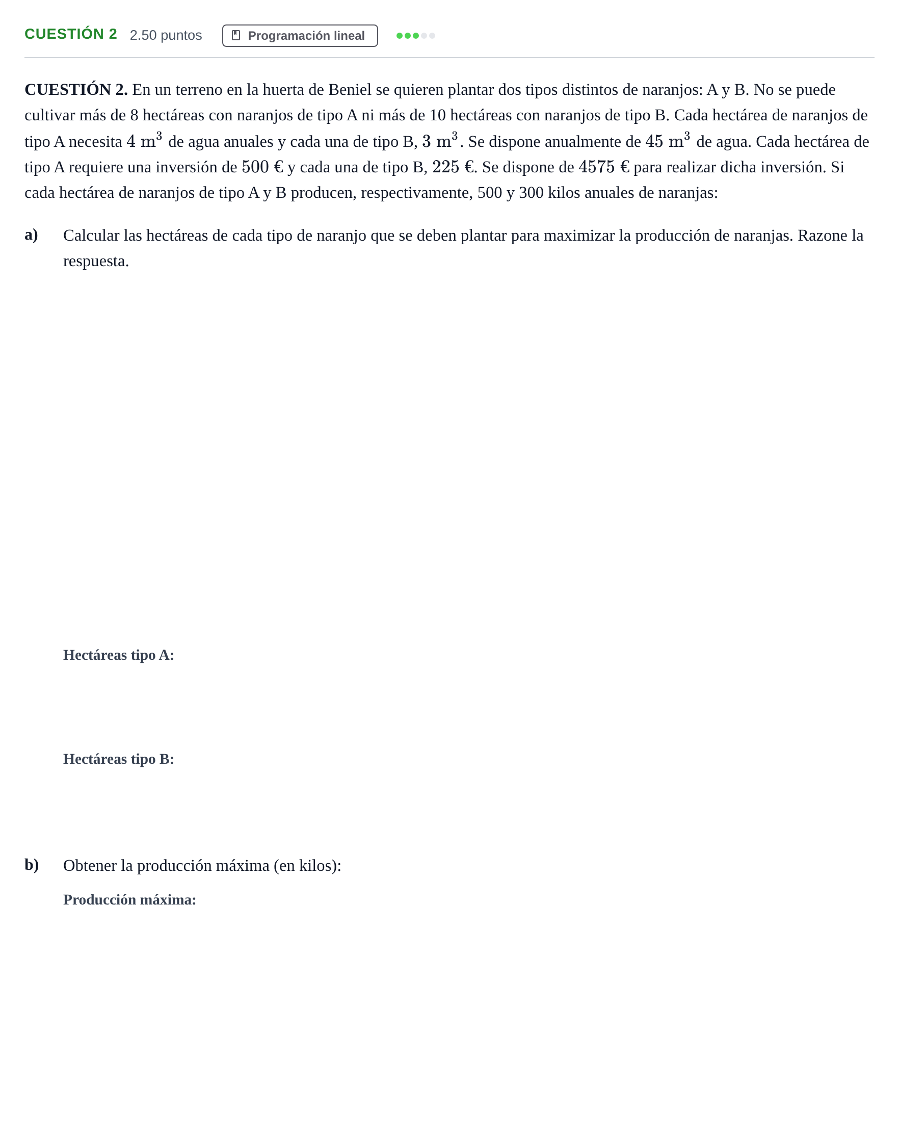 Enunciado: Cuestión 2 · Matemáticas aplicadas a las Ciencias Sociales II PAU Murcia Ordinaria 2021