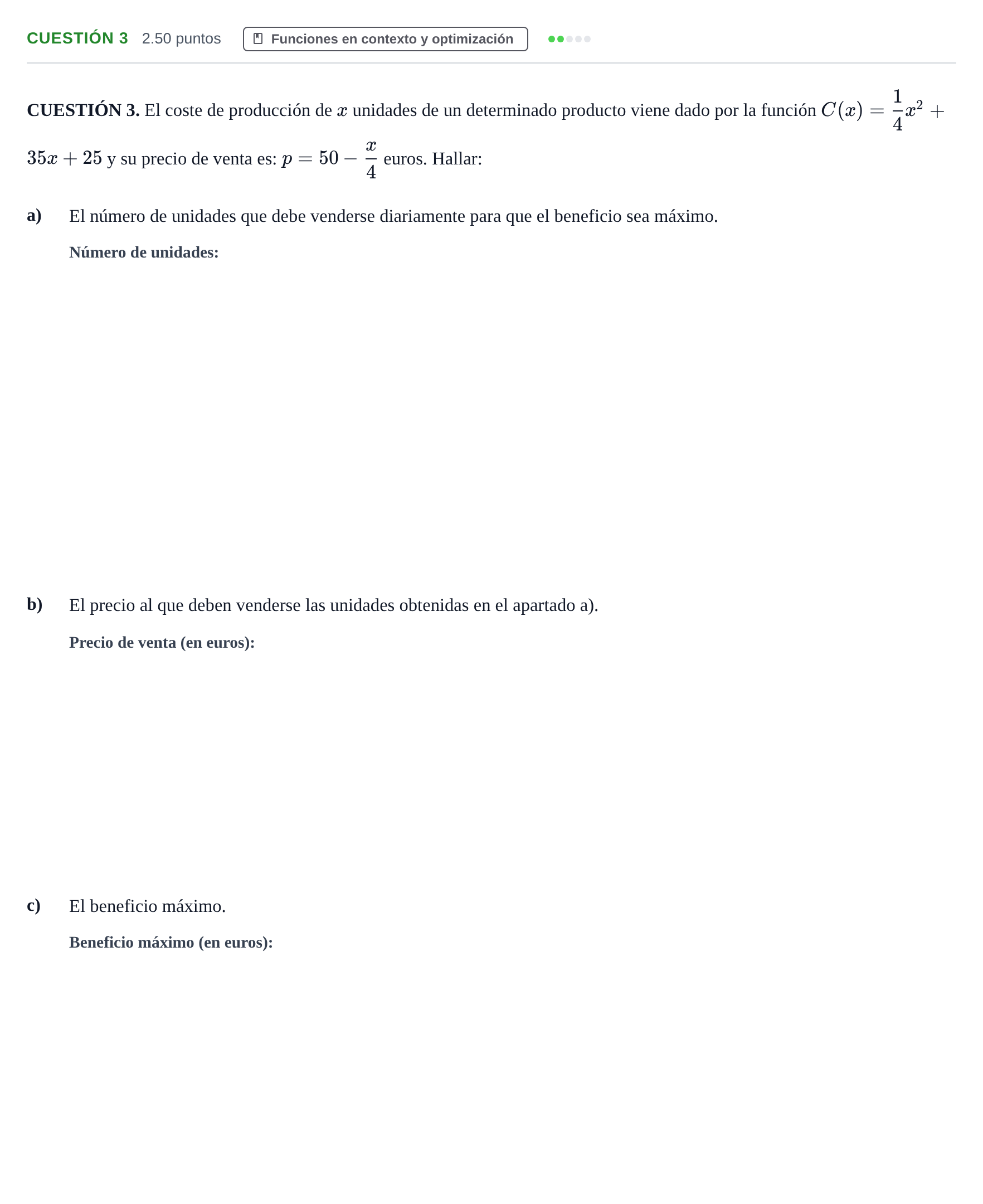 Enunciado: Cuestión 3 · Matemáticas aplicadas a las Ciencias Sociales II PAU Murcia Ordinaria 2021