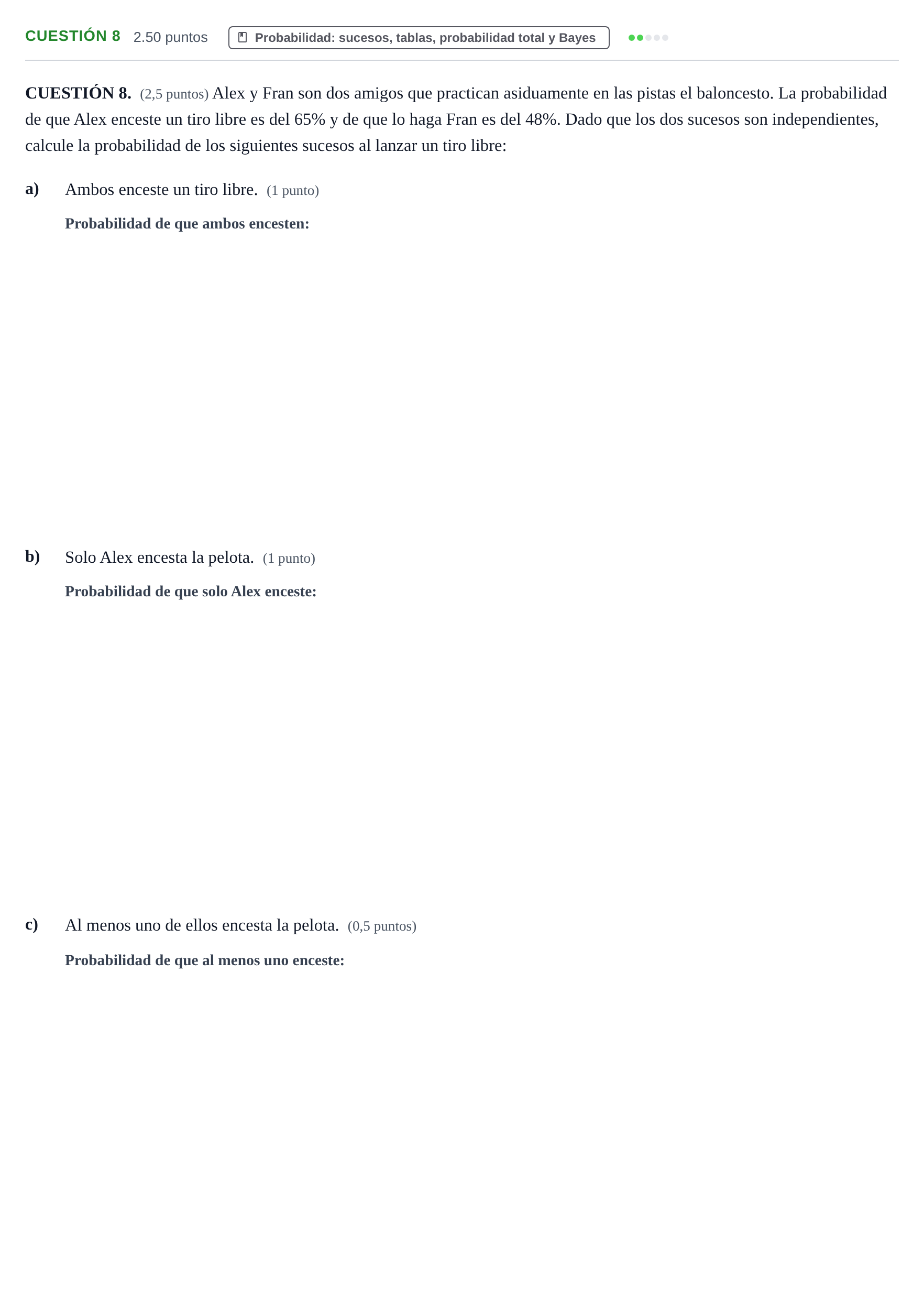 Enunciado: Cuestión 8 · Matemáticas aplicadas a las Ciencias Sociales II PAU Murcia Ordinaria 2021