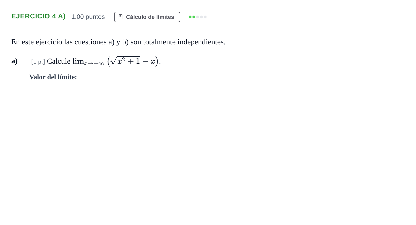 Enunciado: Ejercicio 4 a) · Matemáticas II PAU Murcia Ordinaria 2021