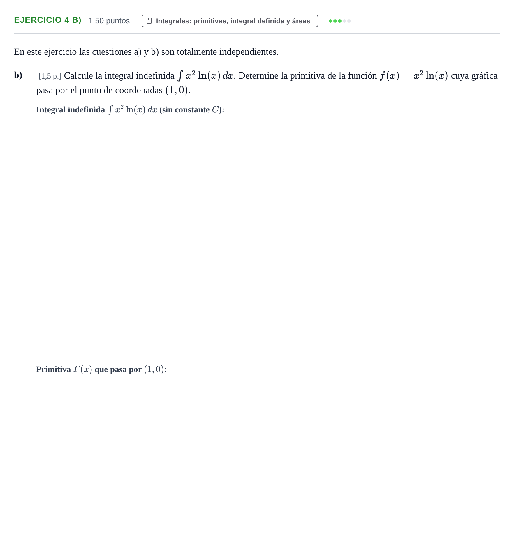 Enunciado: Ejercicio 4 b) · Matemáticas II PAU Murcia Ordinaria 2021