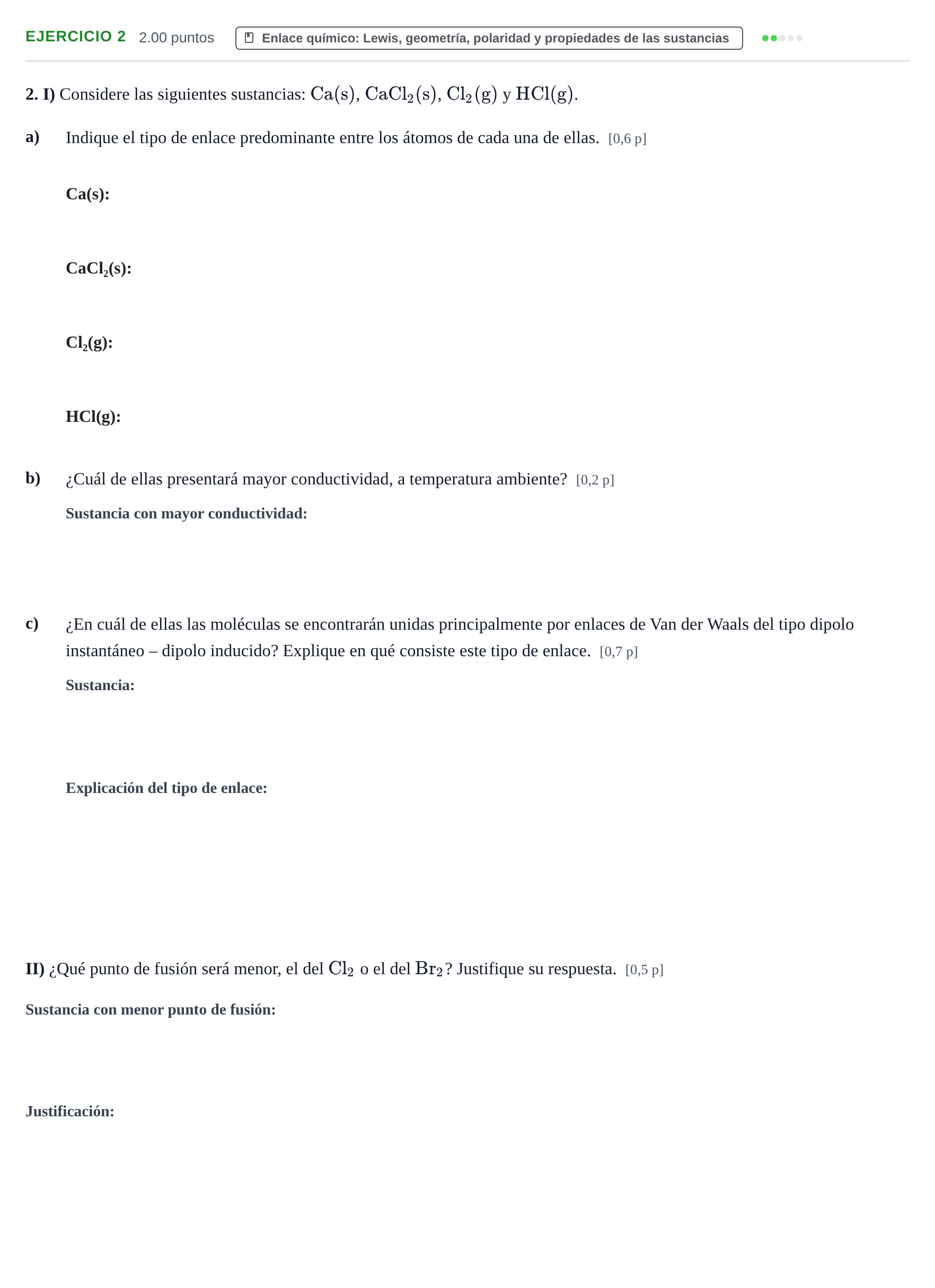 Enunciado: Problema 2 · Química PAU Murcia Ordinaria 2021
