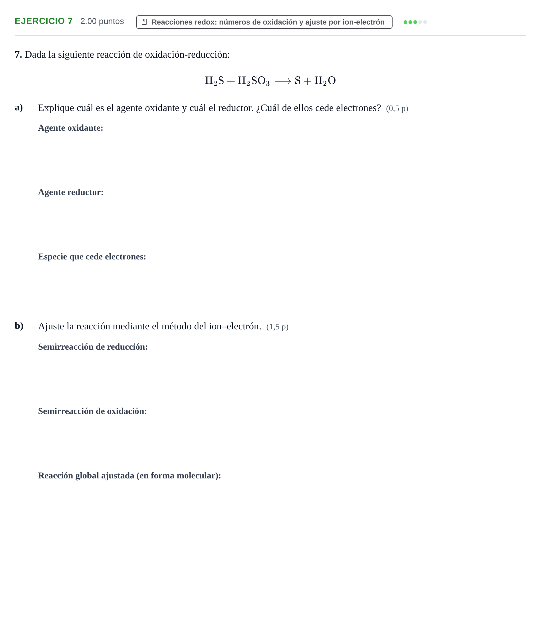 Enunciado: Problema 7 · Química PAU Murcia Ordinaria 2021