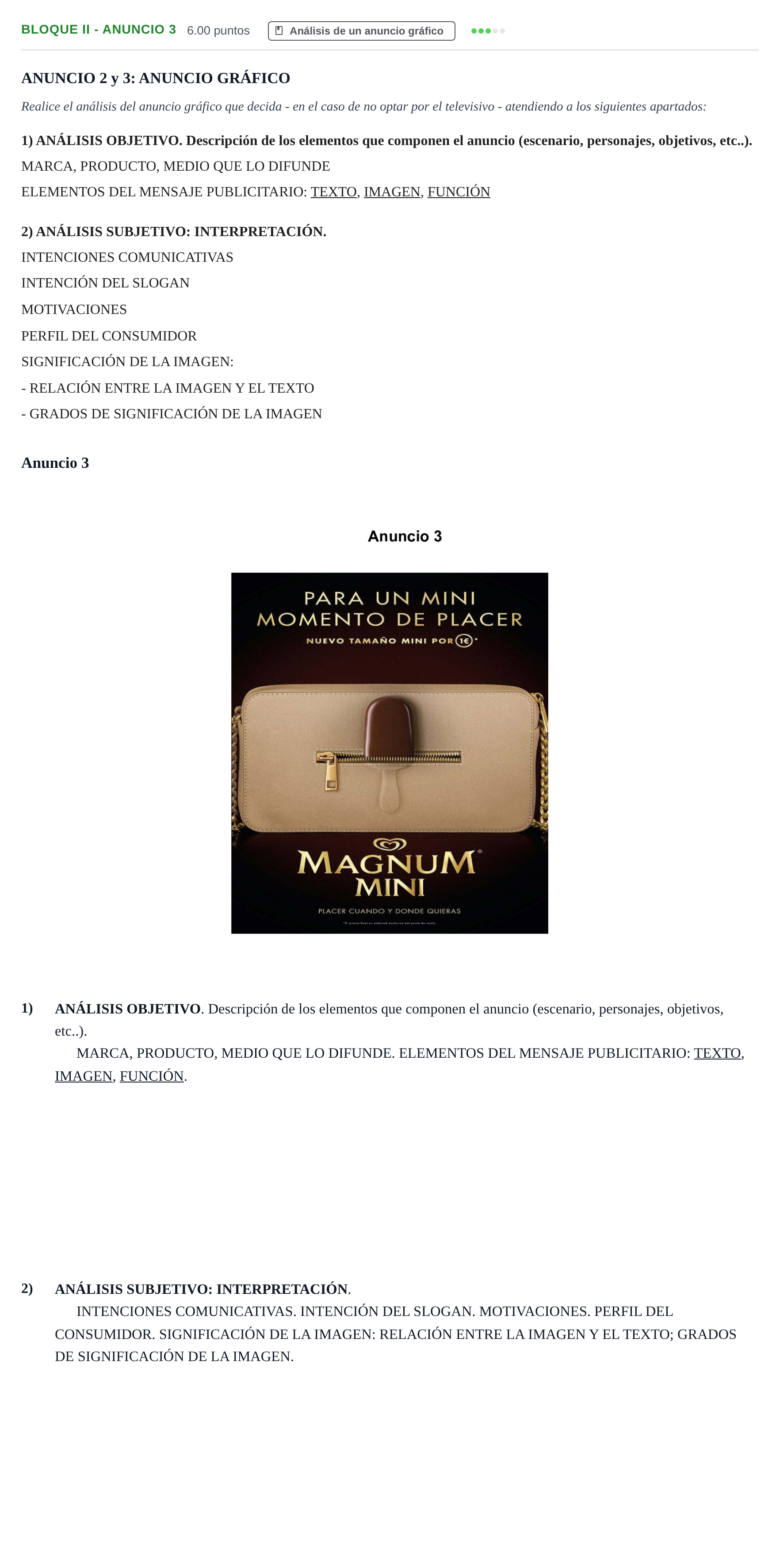 Enunciado: Bloque II - Anuncio 3 · Cultura Audiovisual II PAU Murcia Extraordinaria 2021