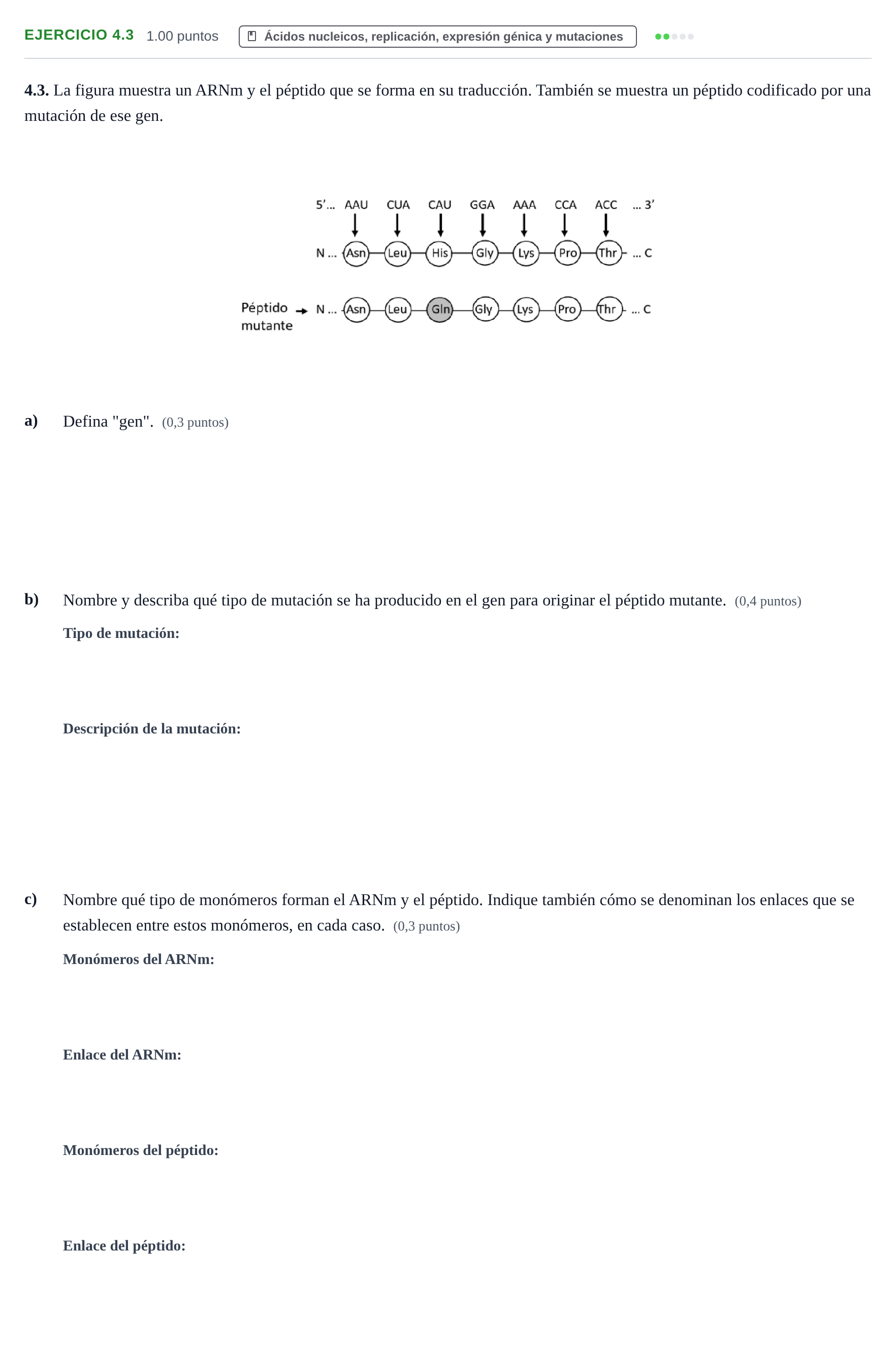 Enunciado: Ejercicio 4.3 · Biología PAU Murcia Extraordinaria 2021