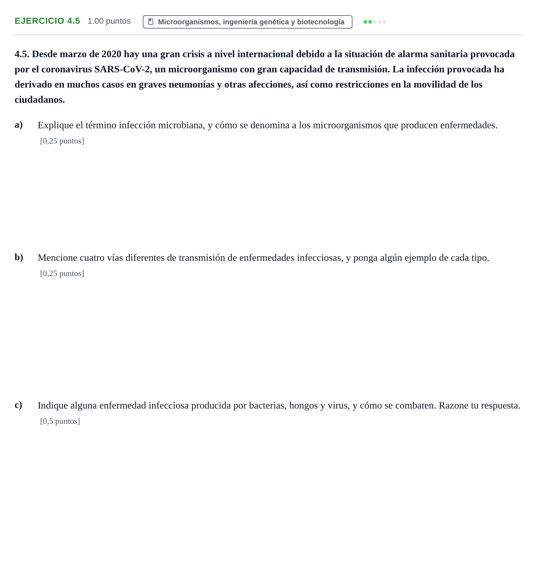 Enunciado: Ejercicio 4.5 · Biología PAU Murcia Extraordinaria 2021