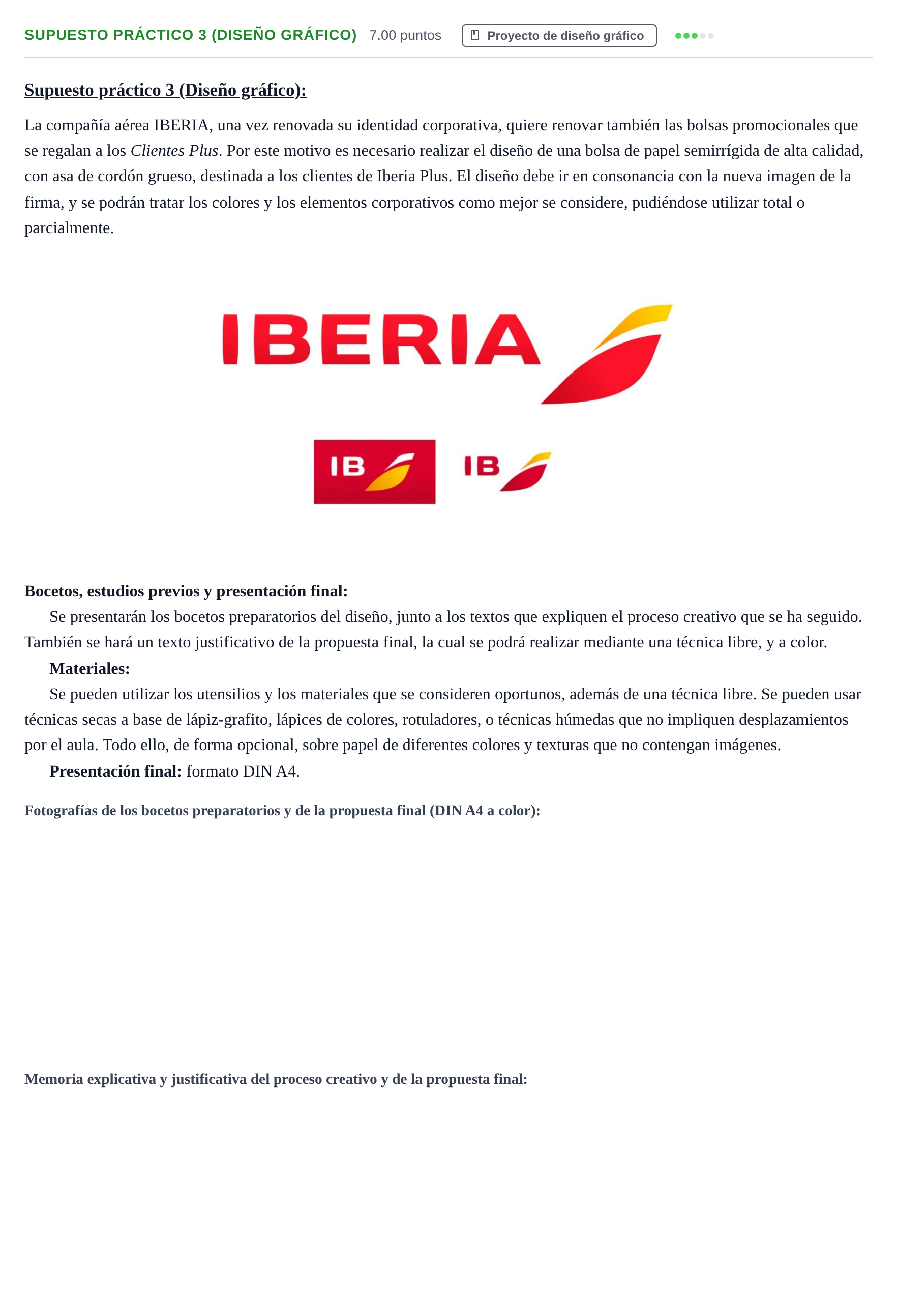 Enunciado: Ejercicio Supuesto práctico 3 (Diseño gráfico) · Diseño PAU Murcia Extraordinaria 2021