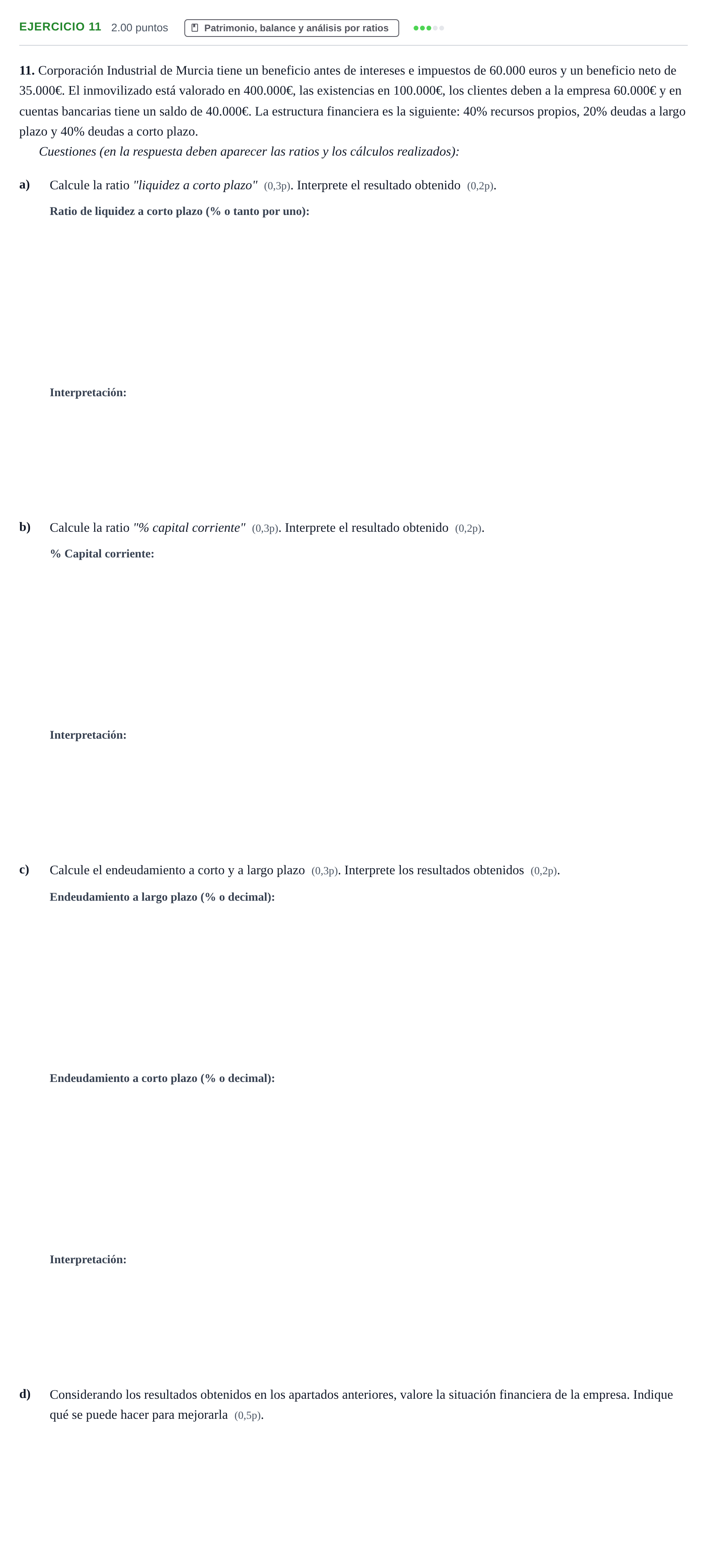 Enunciado: Problema 11 · Empresa y Diseño de Modelos de Negocio PAU Murcia Extraordinaria 2021