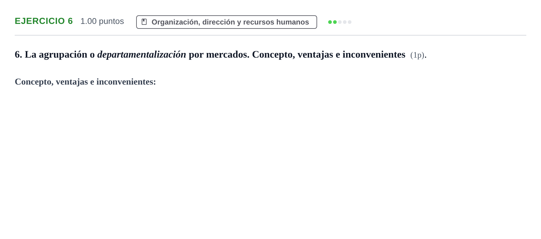 Enunciado: Problema 6 · Empresa y Diseño de Modelos de Negocio PAU Murcia Extraordinaria 2021