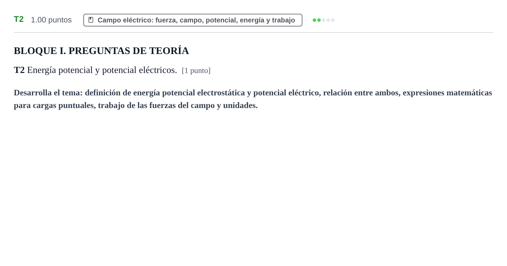 Enunciado: Ejercicio T2 · Física PAU Murcia Extraordinaria 2021