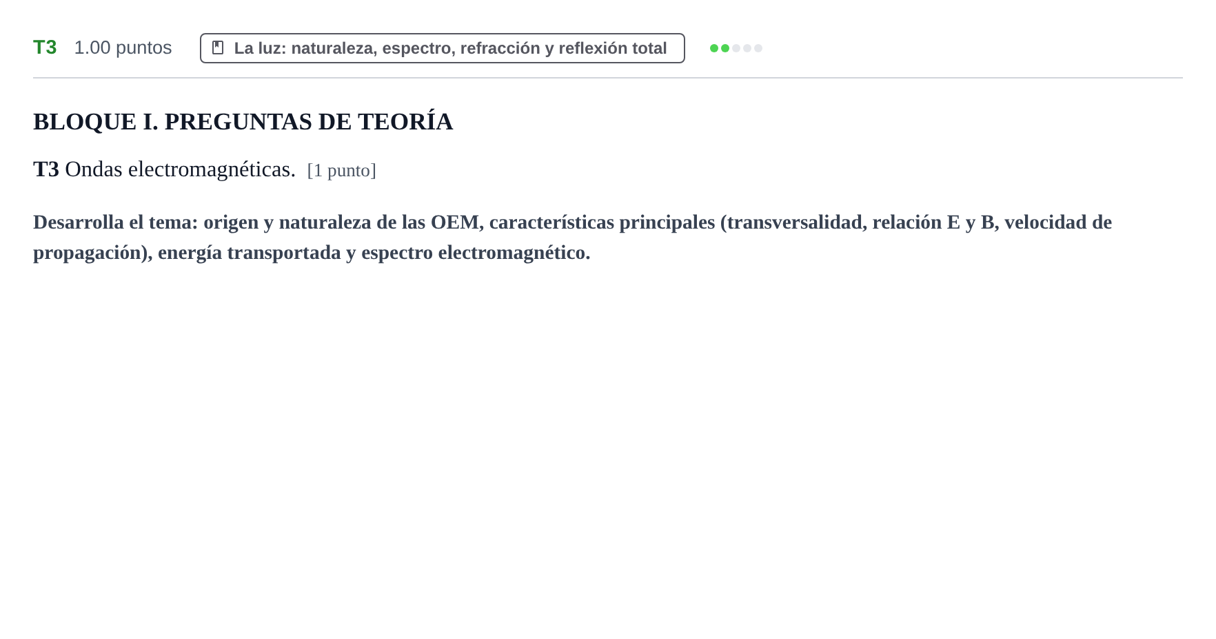 Enunciado: Ejercicio T3 · Física PAU Murcia Extraordinaria 2021