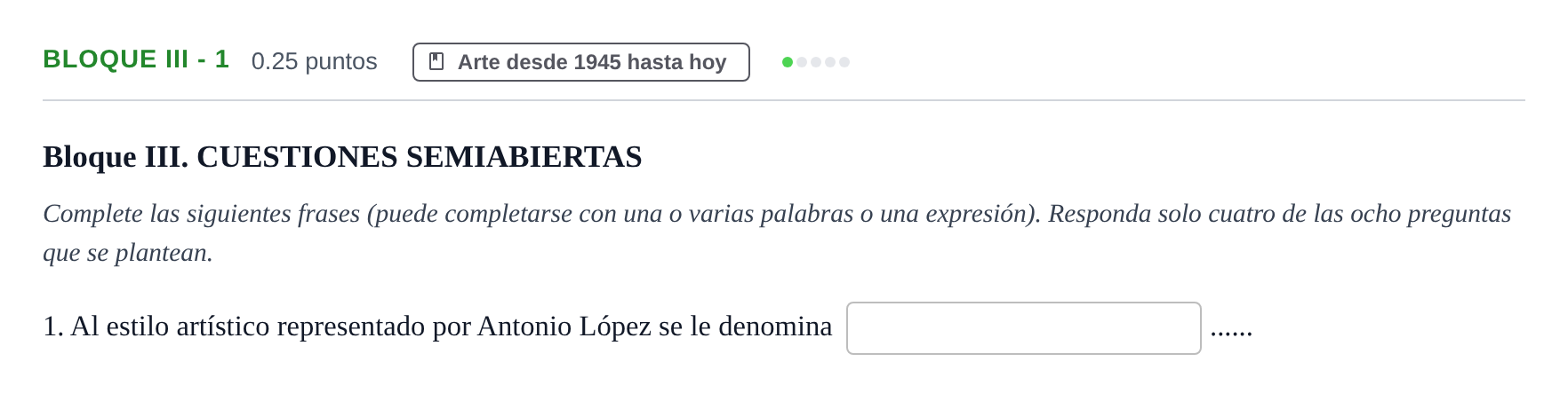 Enunciado: Bloque III - 1 · Fundamentos Artísticos PAU Murcia Extraordinaria 2021