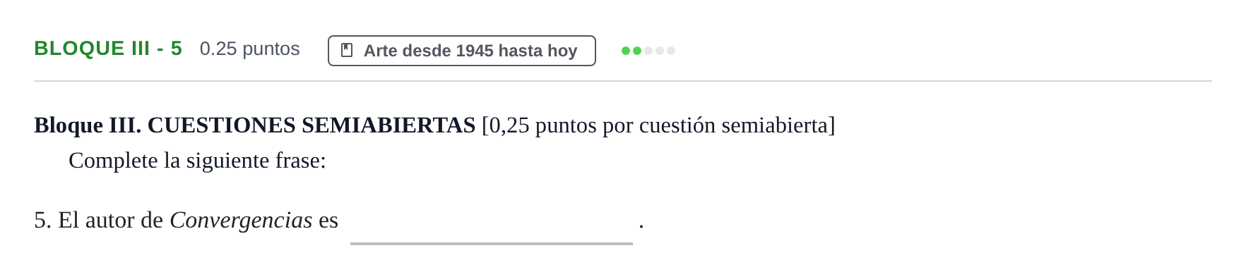 Enunciado: Bloque III - 5 · Fundamentos Artísticos PAU Murcia Extraordinaria 2021