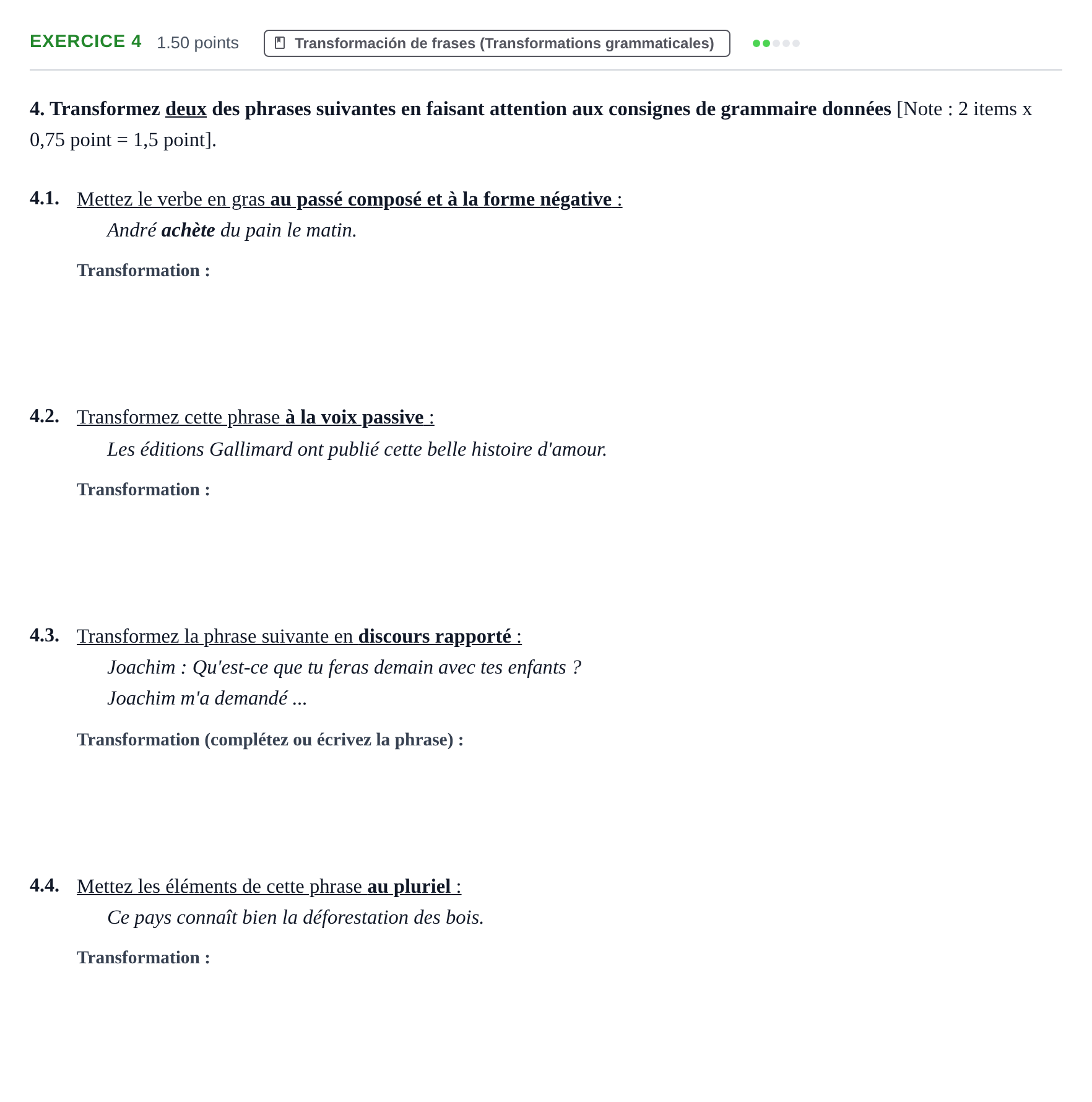 Enunciado: Exercice 4 · Francés PAU Murcia Extraordinaria 2021