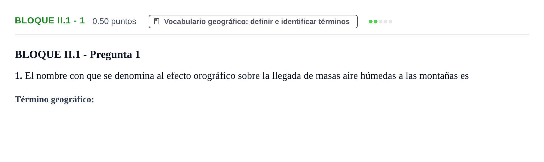 Enunciado: Bloque II.1 - 1 · Geografía PAU Murcia Extraordinaria 2021