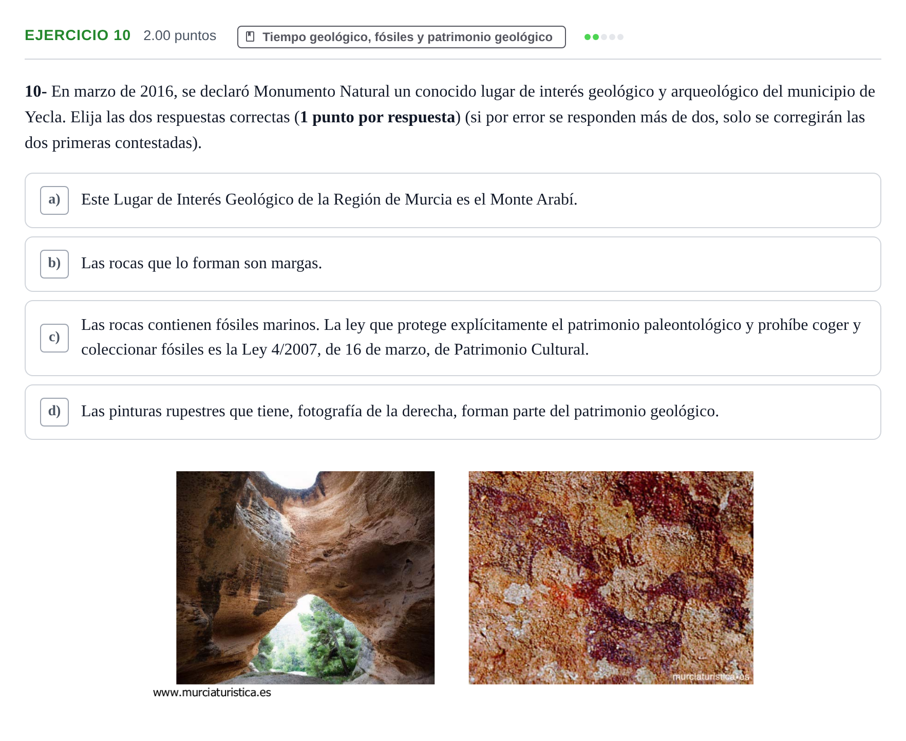 Enunciado: Problema 10 · Geología y Ciencias Ambientales PAU Murcia Extraordinaria 2021