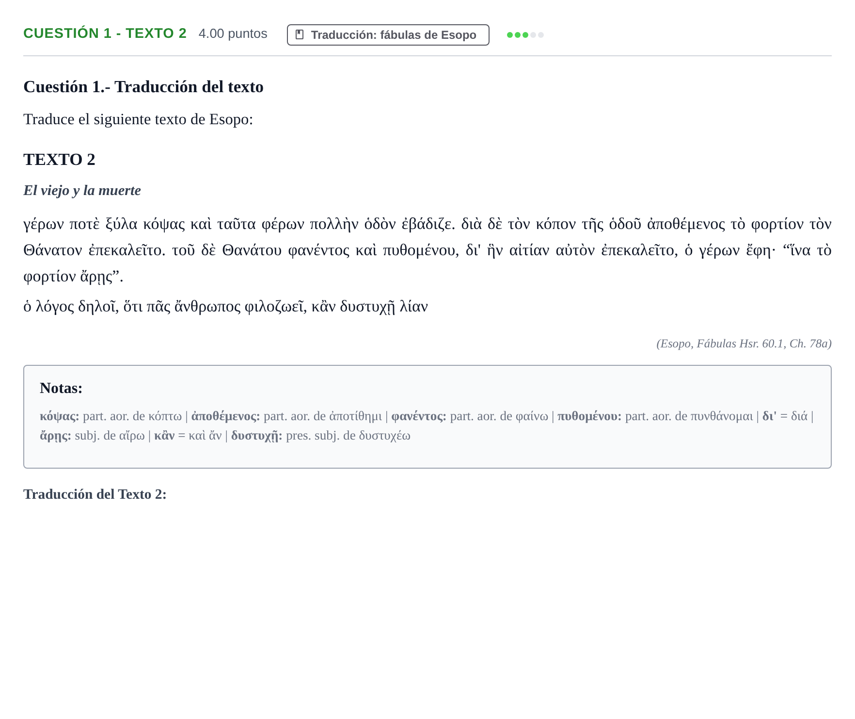 Enunciado: Cuestión 1 - Texto 2 · Griego II PAU Murcia Extraordinaria 2021